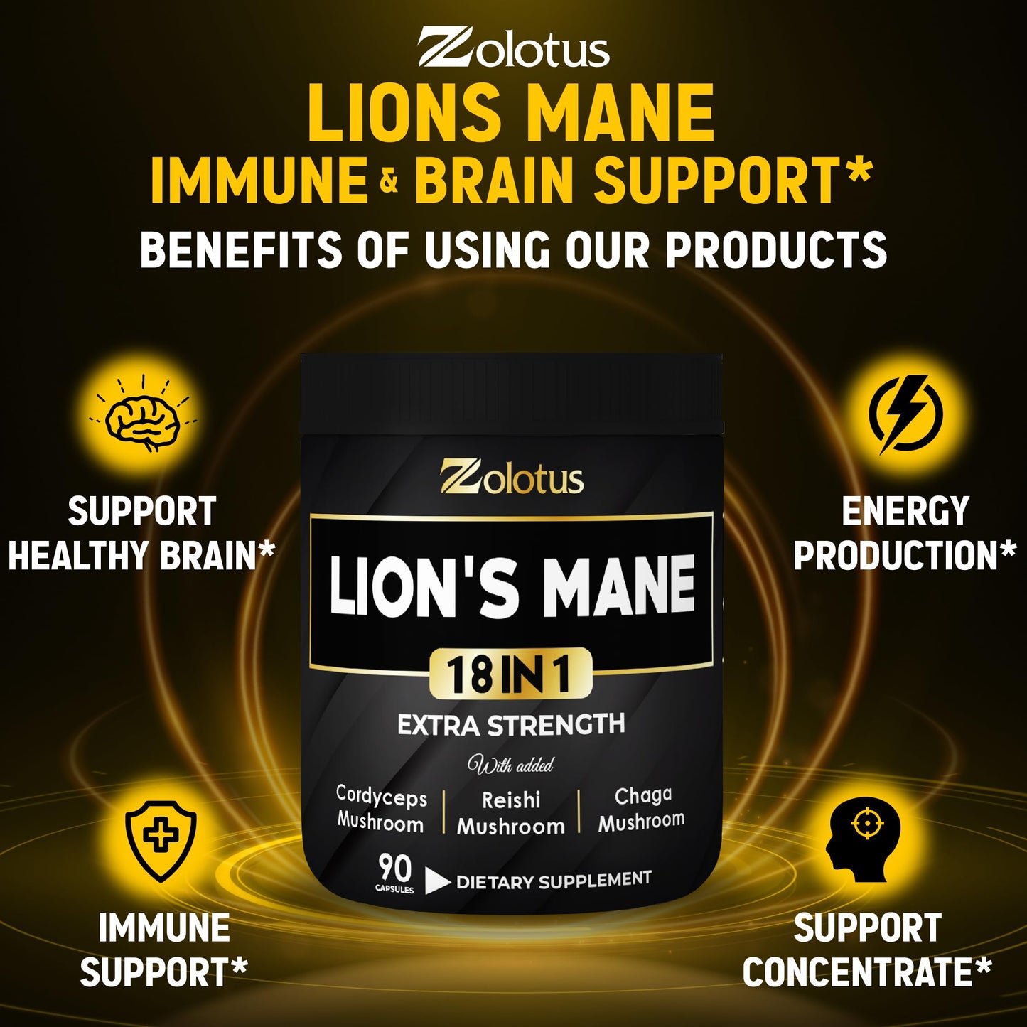 Zolotus Lions Mane Mushroom Complex 90 Capsules