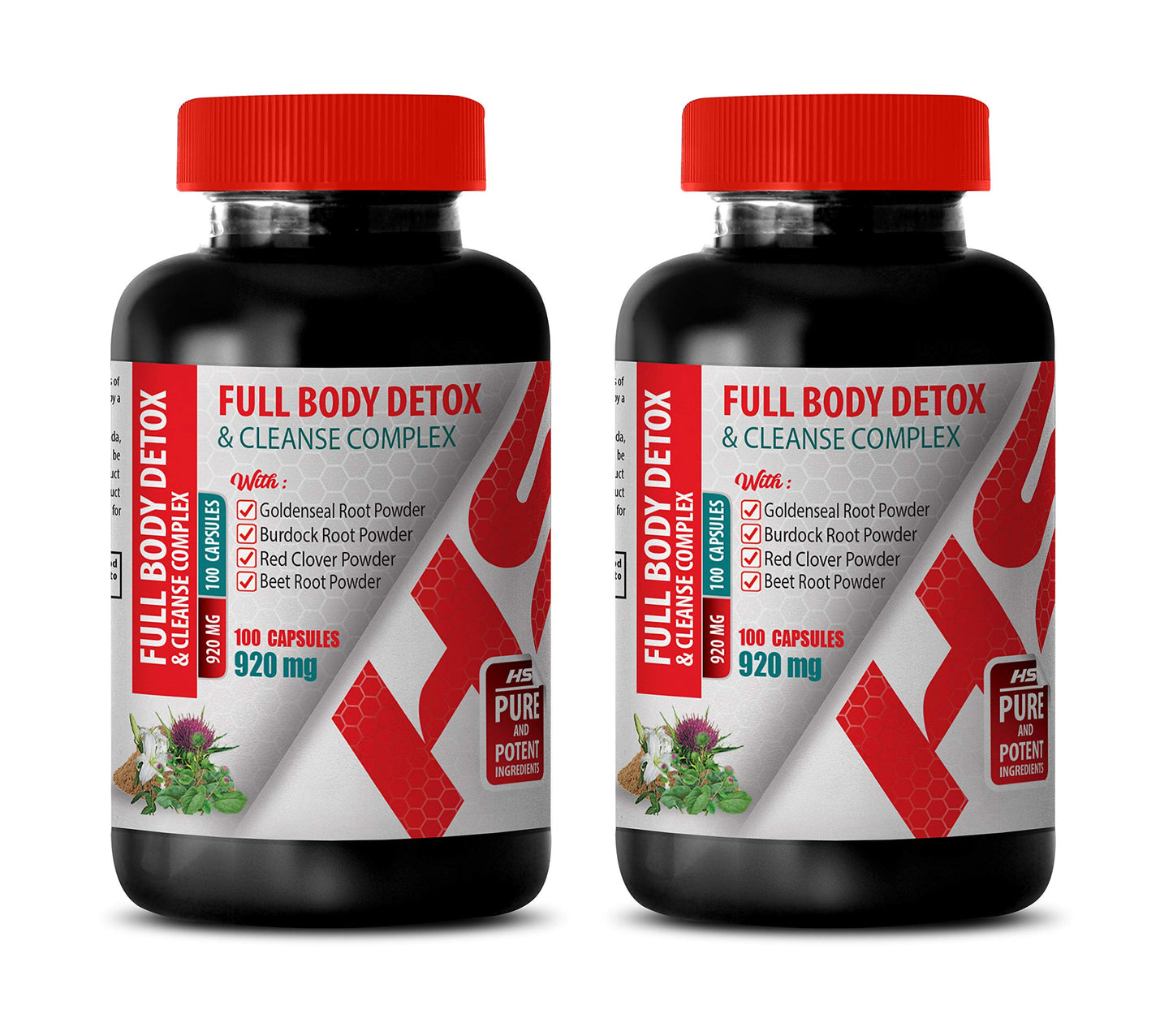 Healthy Supplements LLC Natural Detox Cleanse for Men - Full Body Detox and Cleanse Complex 920 MG - Goldenseal Root Supplements, Capsule, 2 Bottles 200 Capsules