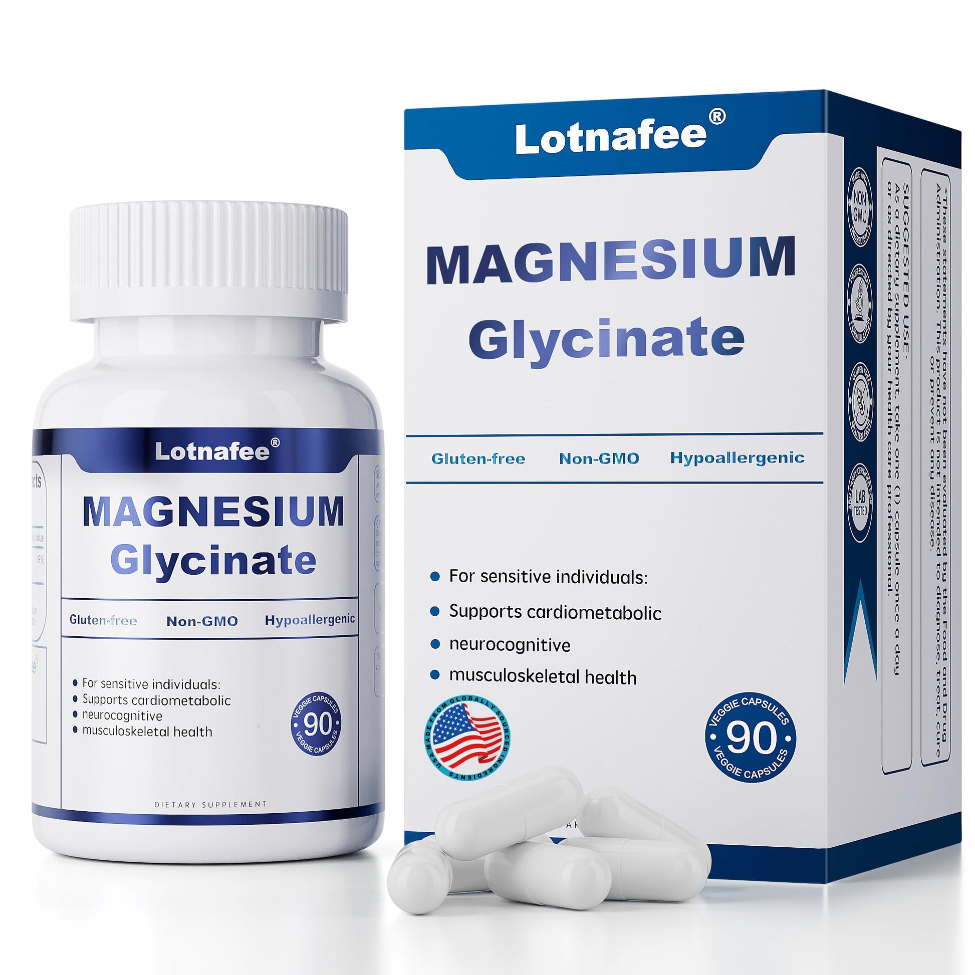 Lotnafee Magnesium Glycinate Capsules 90 Count