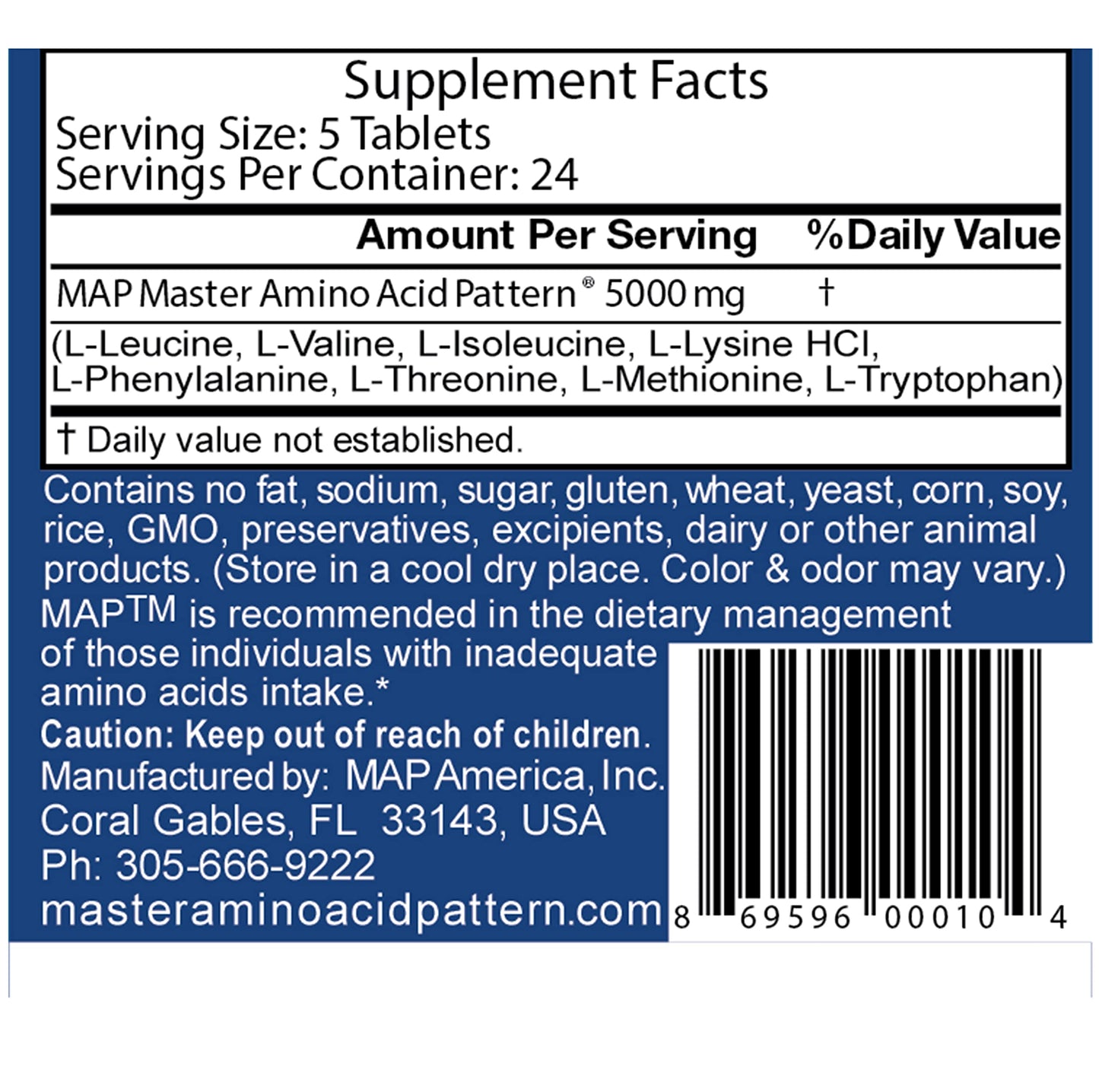 MAP Master Amino Acid Pattern Tablets, 120 Tablets per Bottle, Pack of 12