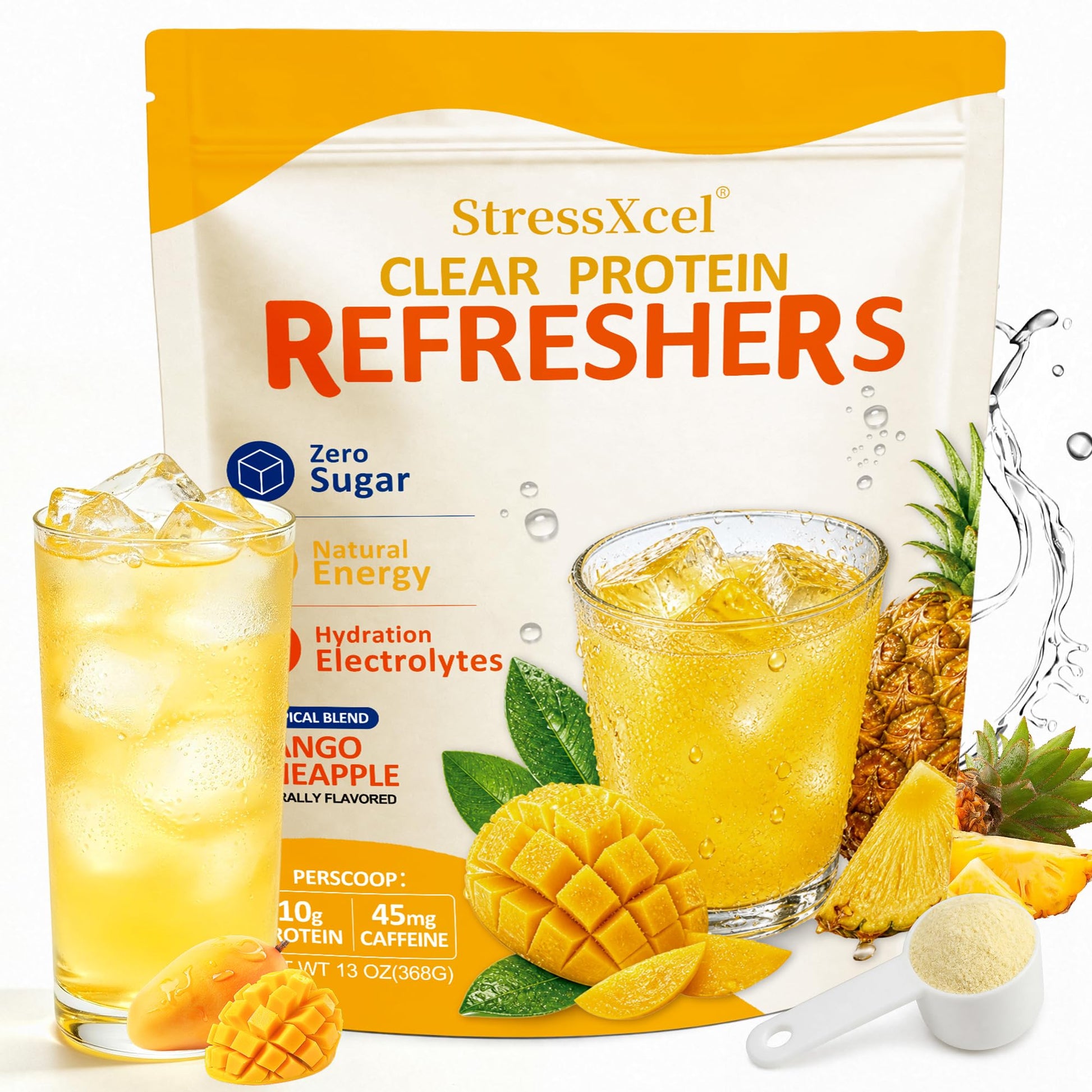 StressXcel Clear Protein Drink Refresher Powder 13