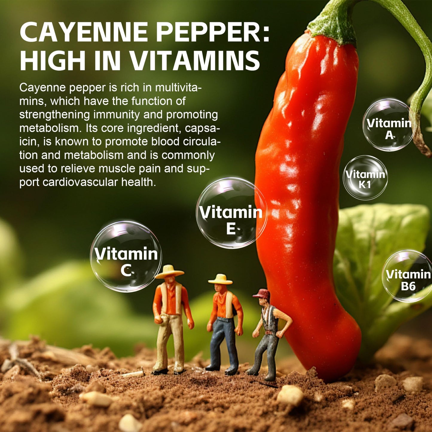 Well&Whole Cayenne Pepper Extract Gummies with Hawthorn, CoQ10, Turmeric, Niacin and Vitamin D3 - Support for Cardiovascular Health, Energy and Vitality - Vegan & Non-GMO, 60 Gummies