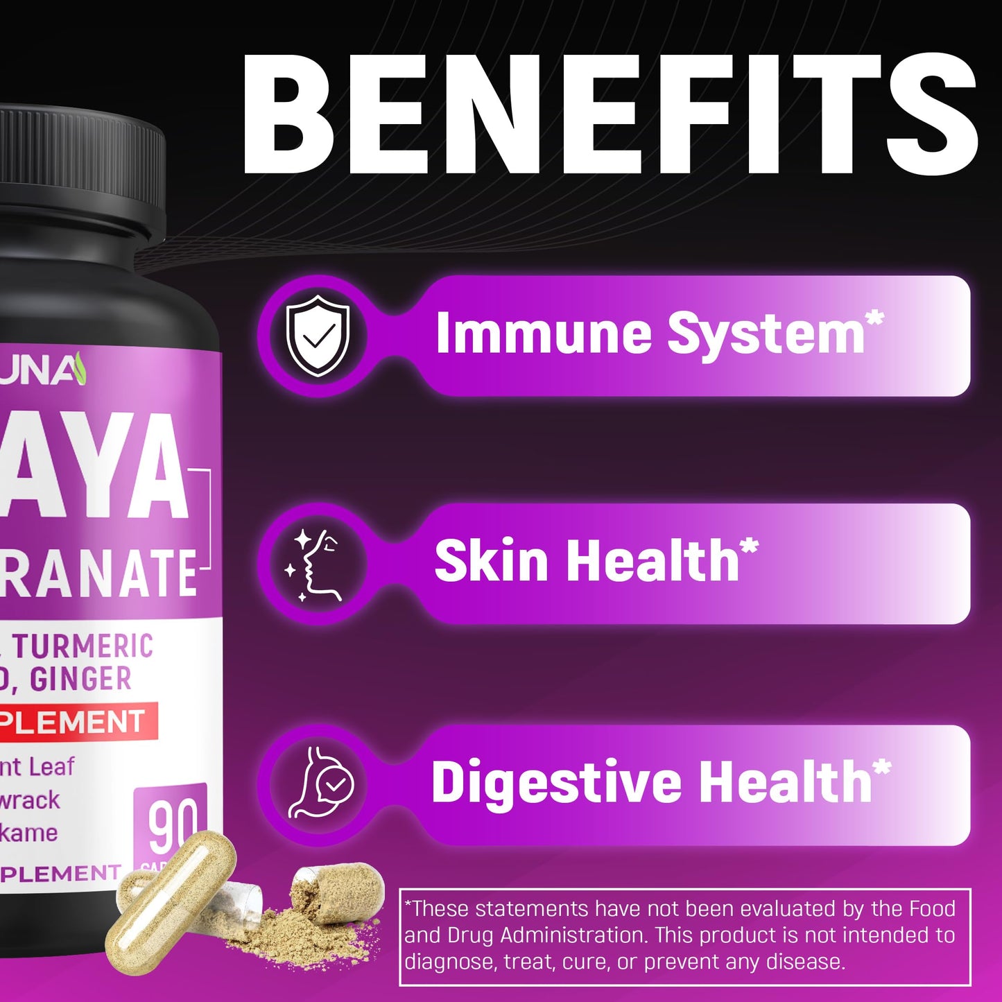 CIVIMUNA Papaya Capsules with Papaya, Pomegranate, Apple Pectin and More, 90 Capsules