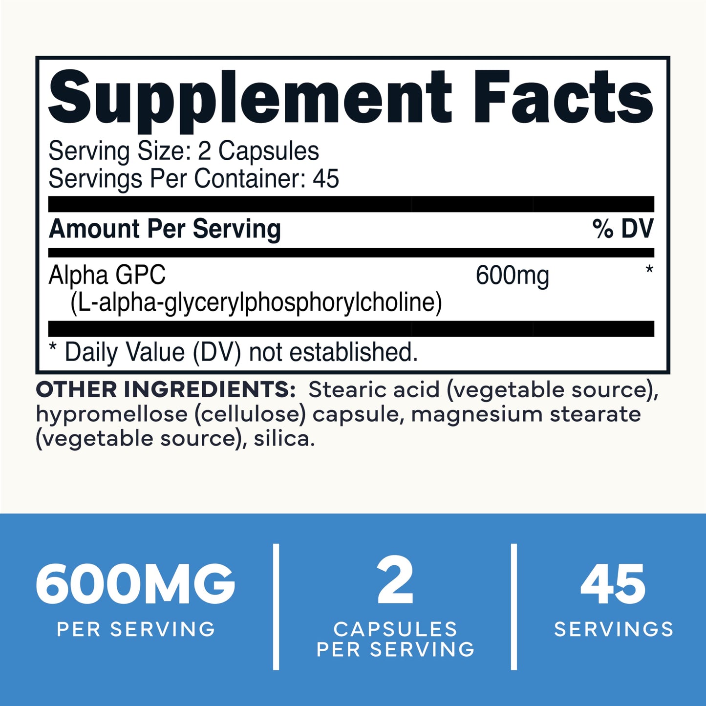 Type Zero Ultra Clean Alpha GPC Choline Supplement Capsule, 90 Capsules
