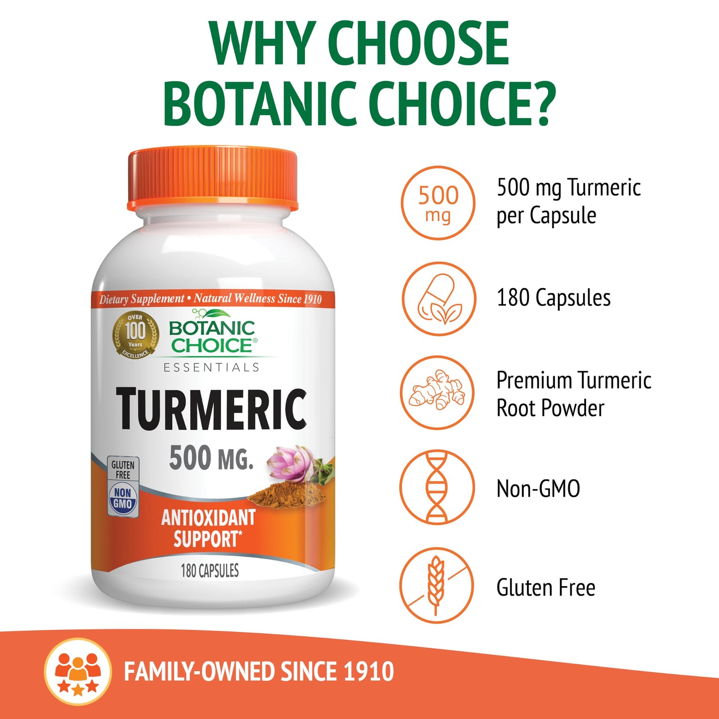 Botanic Choice Turmeric 500mg Capsules 180