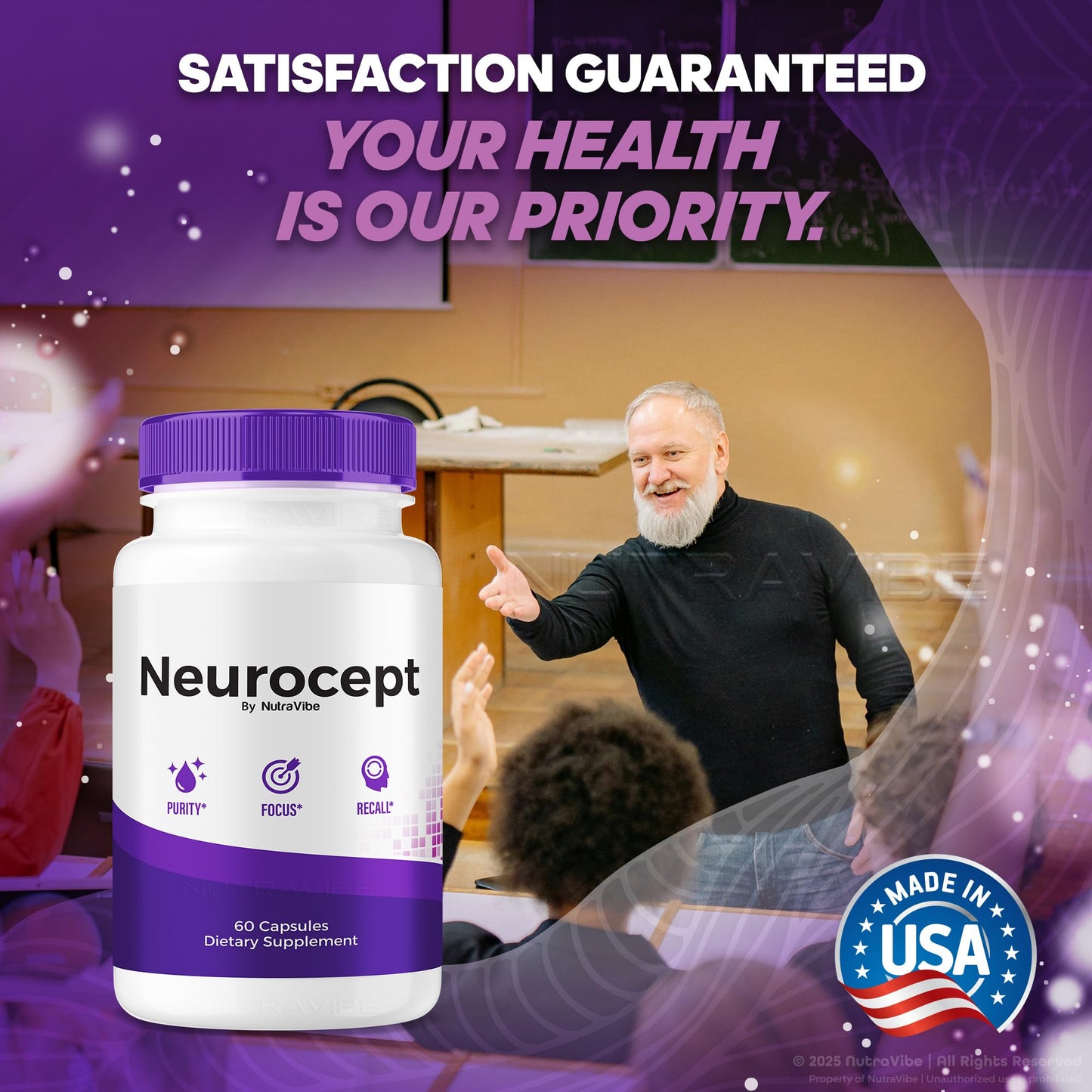 NutraVibe Neurocept Brain Supplement and Concentration Support Formula Capsule 120 Count