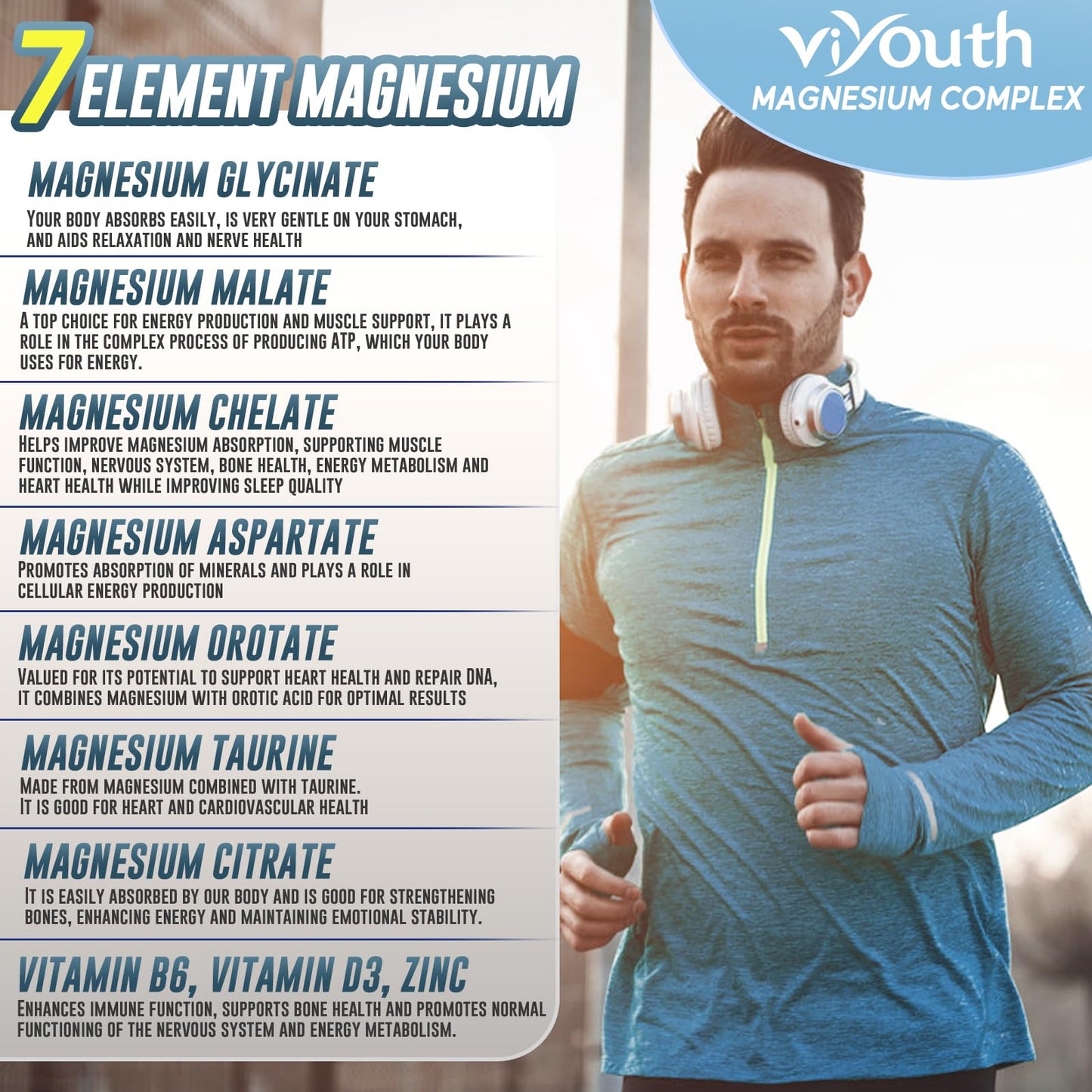 VIYOUTH Magnesium 7 Complex Supplement Advanced for Sleep & Muscle Capsule 180