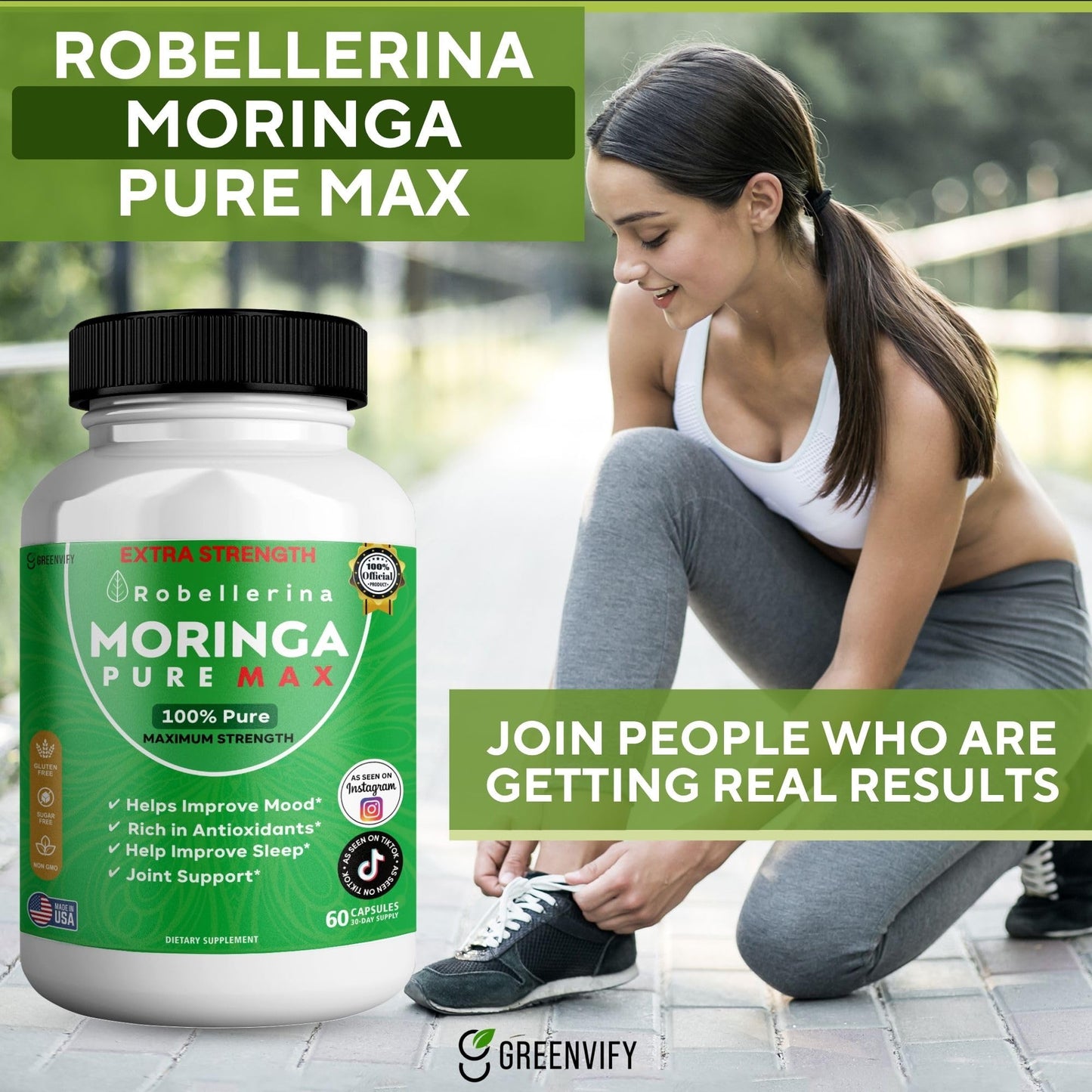 GREENVIFY Robellerina Moringa Pure Max Dietary Supplement Capsule 180