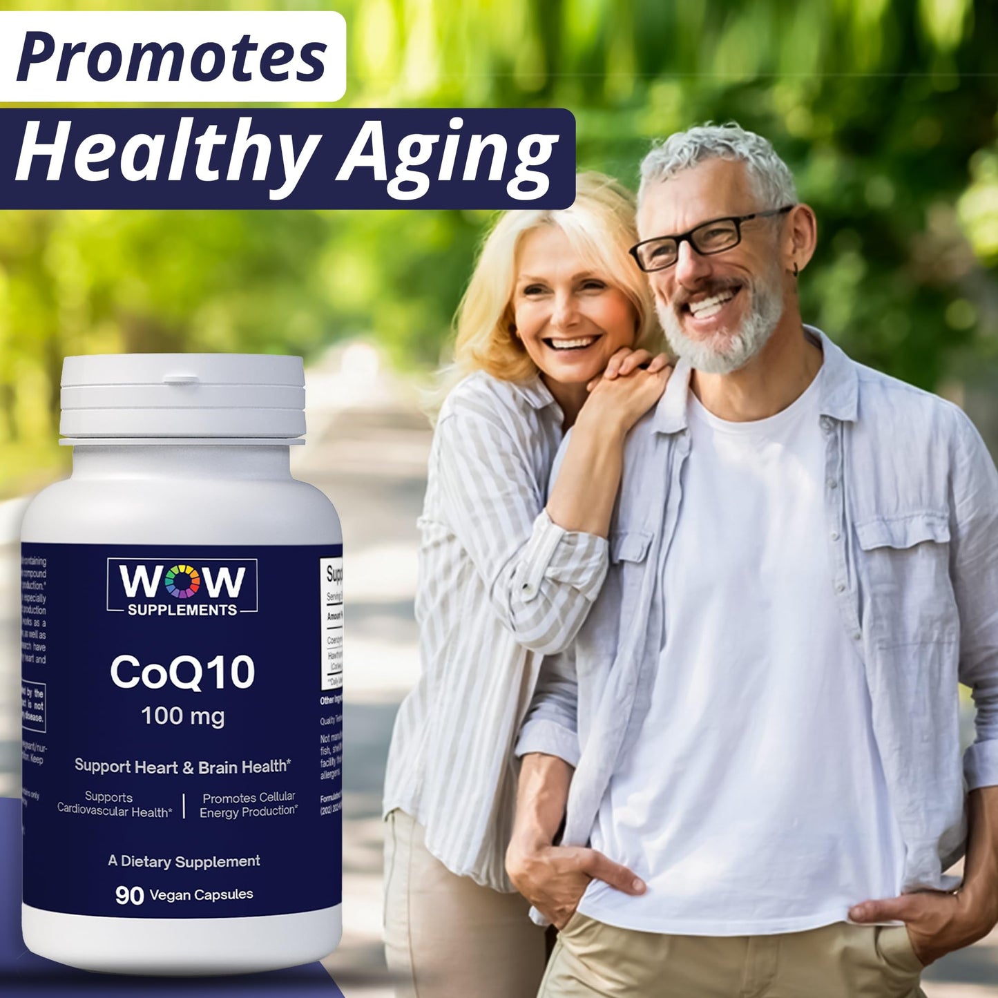 WOW Supplements CoQ10 100 mg with Hawthorn Berry High Absorption CoQ10 for Energy, Heart & Cellular Health Non-GMO Gluten-Free Coenzyme Q10 100 mg Supplement 90 Capsules