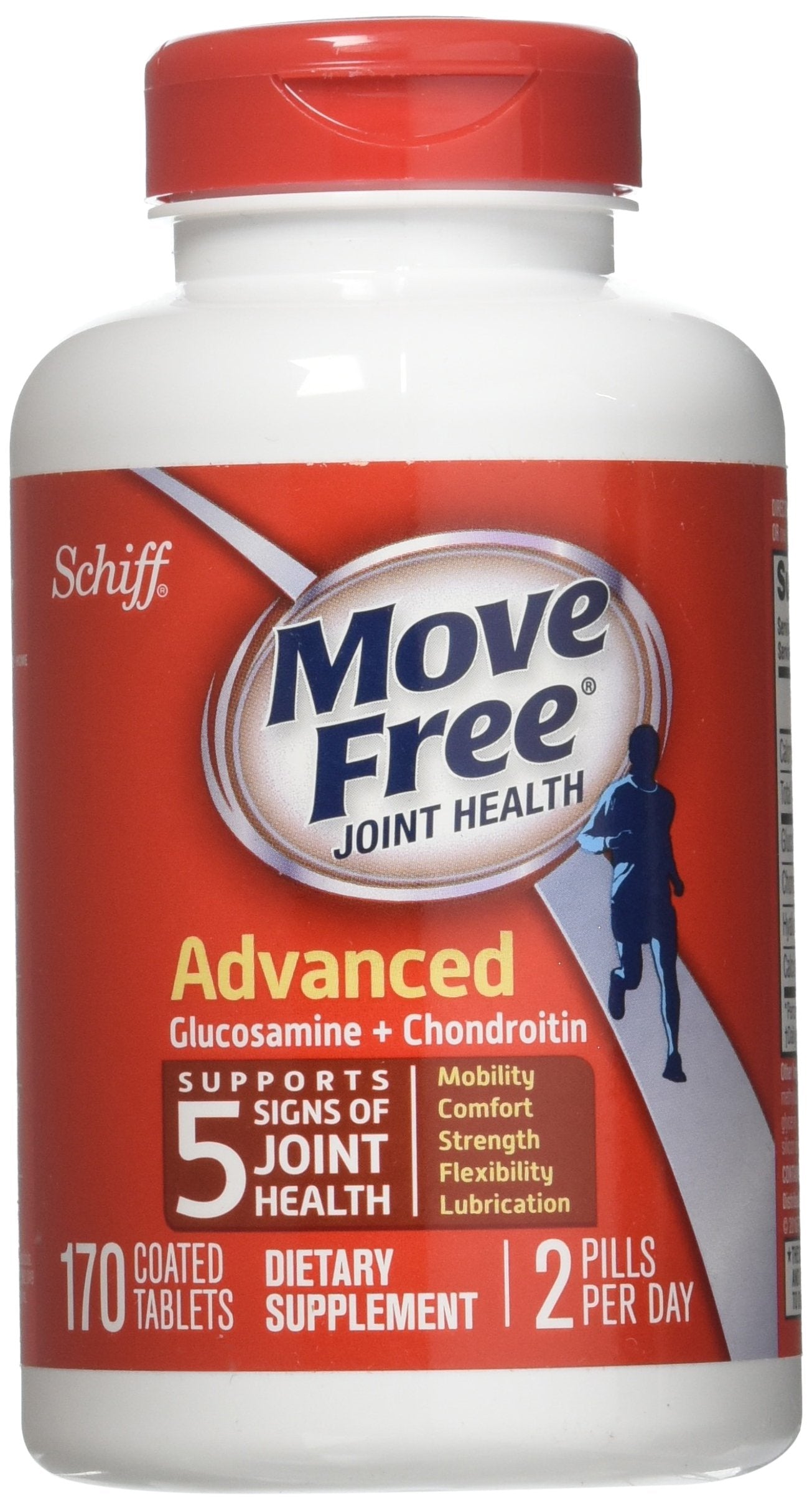 SCHIFF Move Free Joint Health Dietary Supplement, Advanced Glucosamine Chondroitin, 170 Tablets
