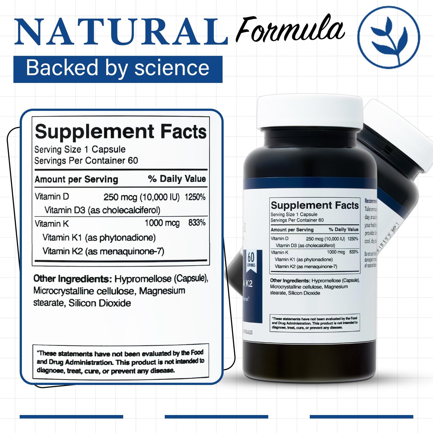 Living Well with Dr. Michelle Vitamin D3 10,000 IU with K2, 60 Capsules