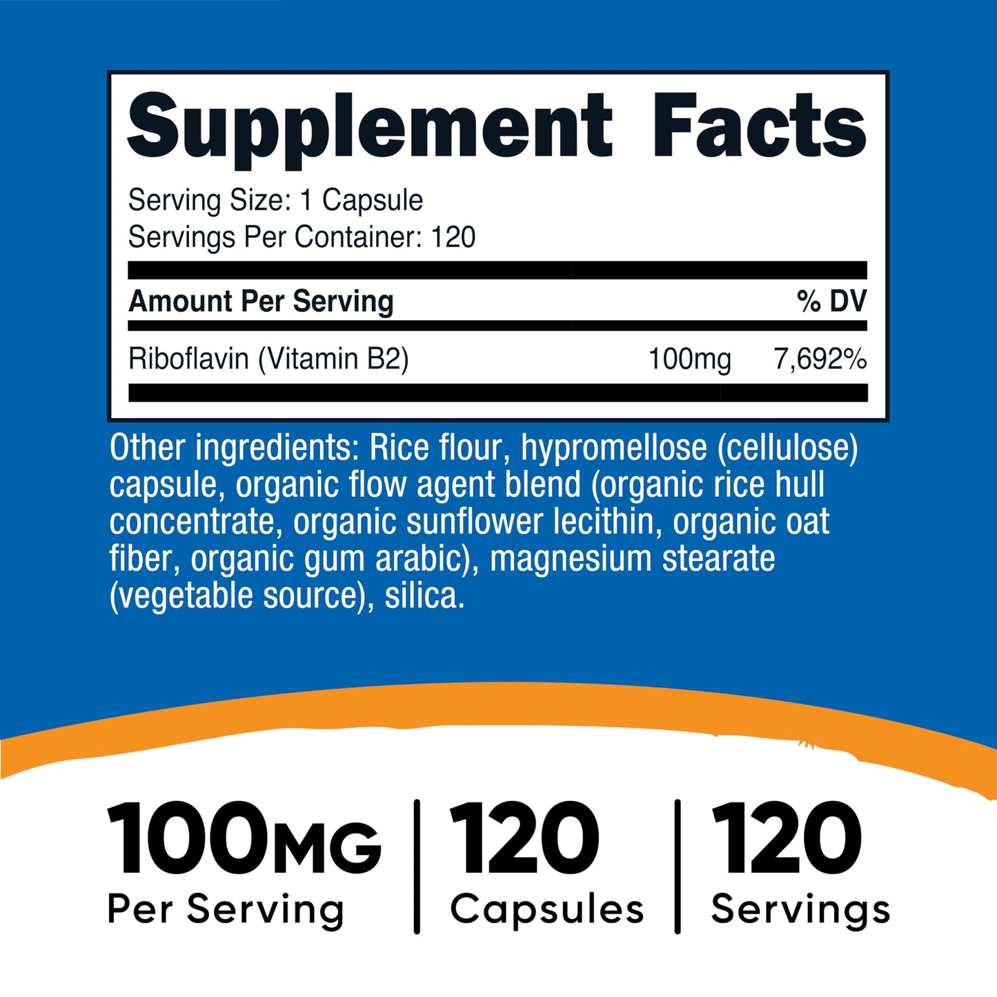 Nutricost Vitamin B2 (Riboflavin) 100mg Capsules, 120 Count