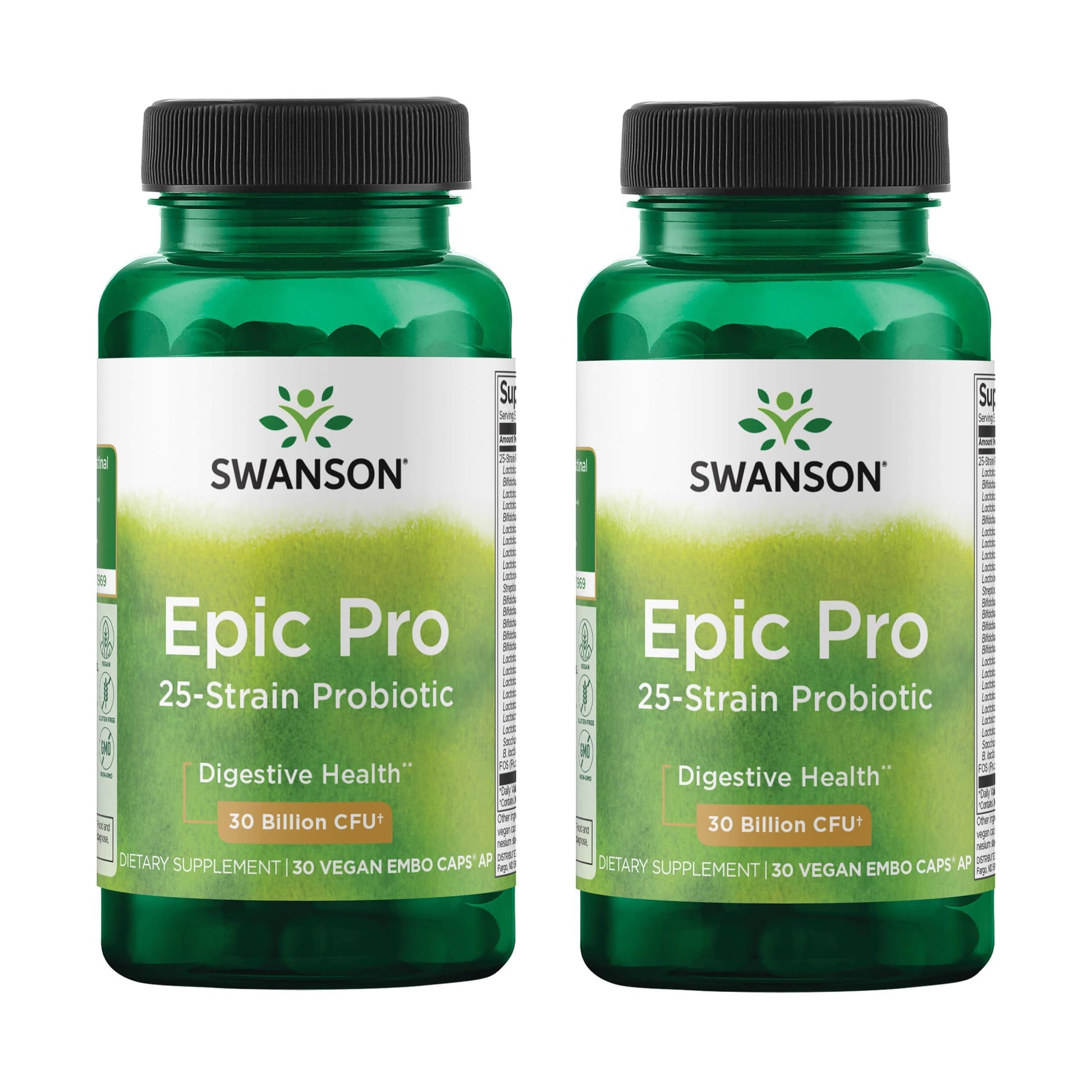 Swanson Epic-Pro 25-Strain Probiotic with Prebiotic FOS Capsules, 60 Count