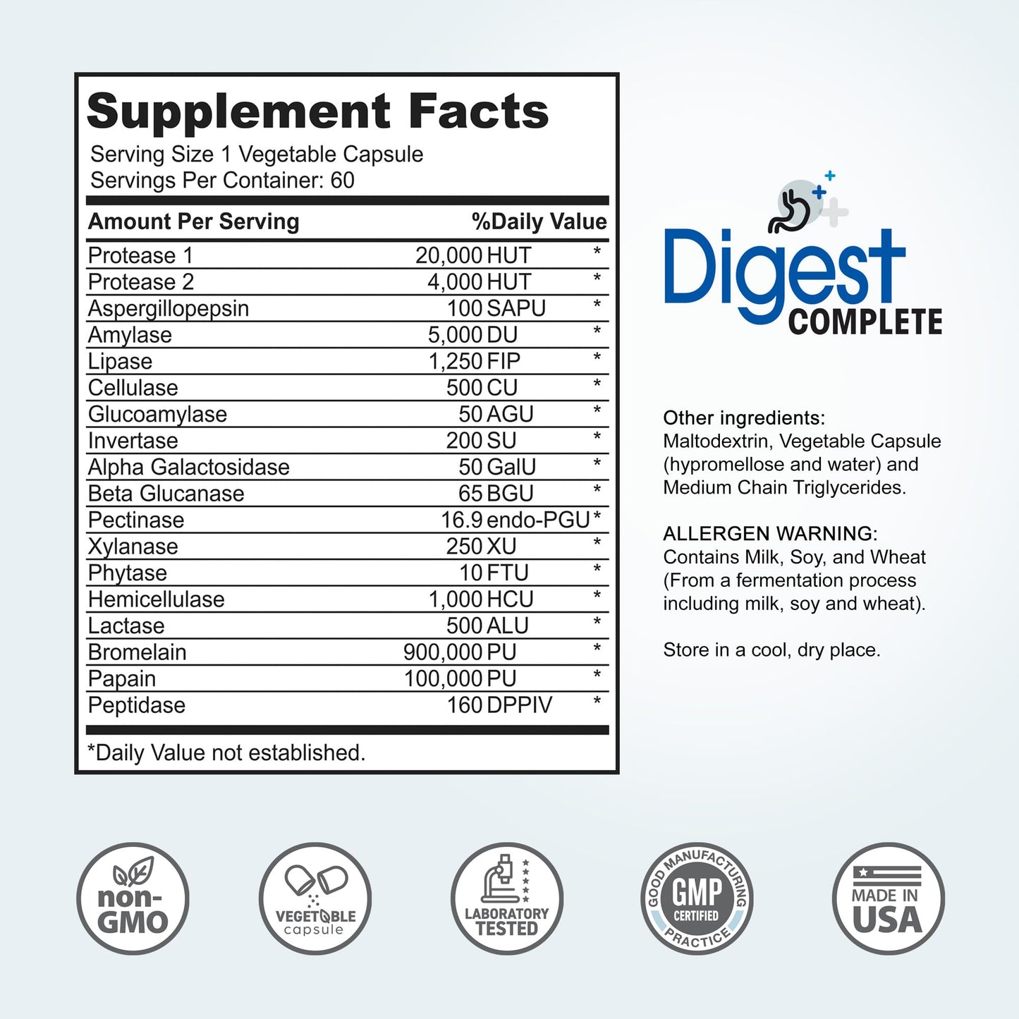 Instant Brands Digest Complete 2-in-1 Probiotic Digestive Enzymes Capsule 60 Capsules