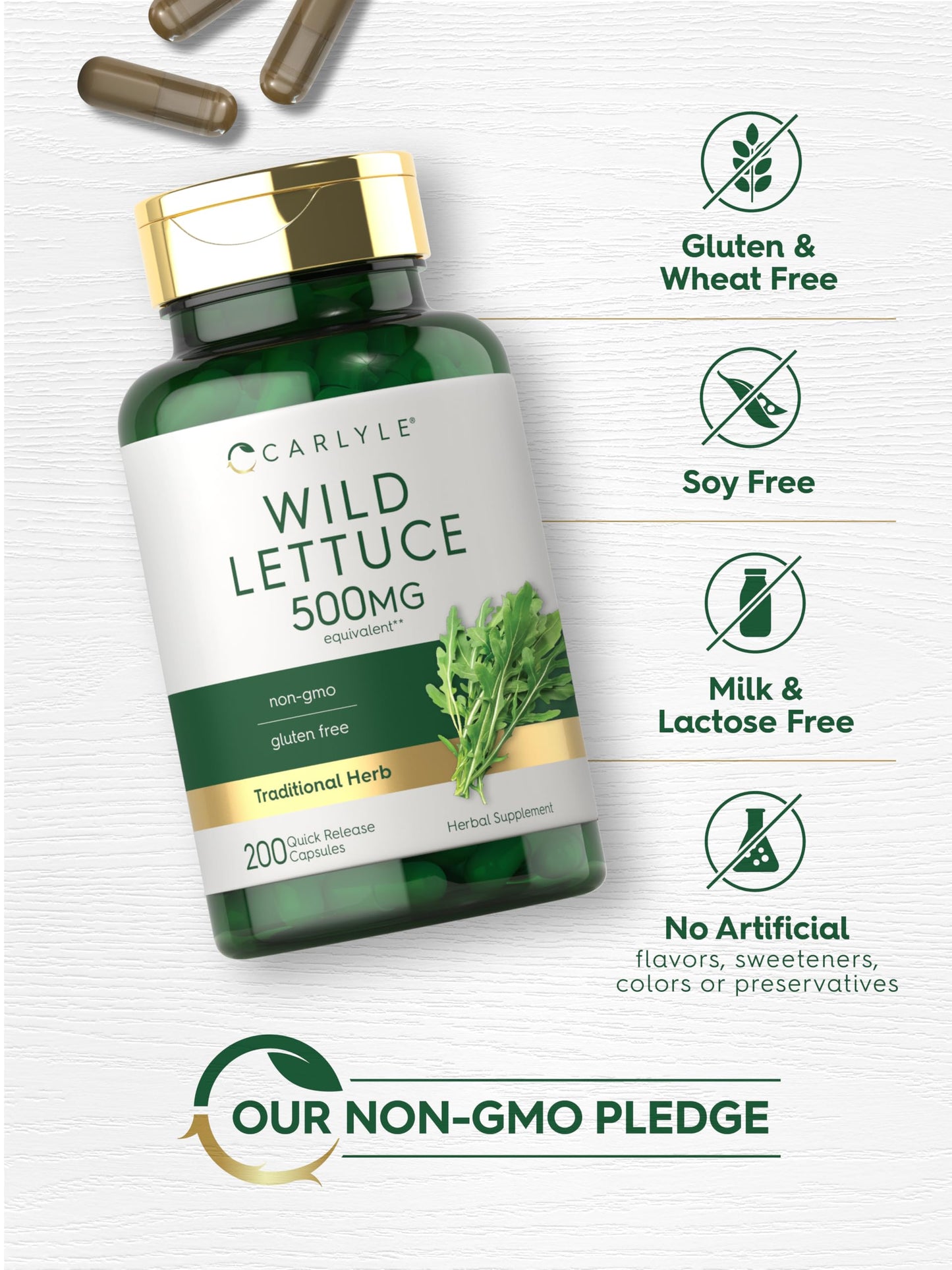 Carlyle Wild Lettuce Extract Capsule, 200 Count