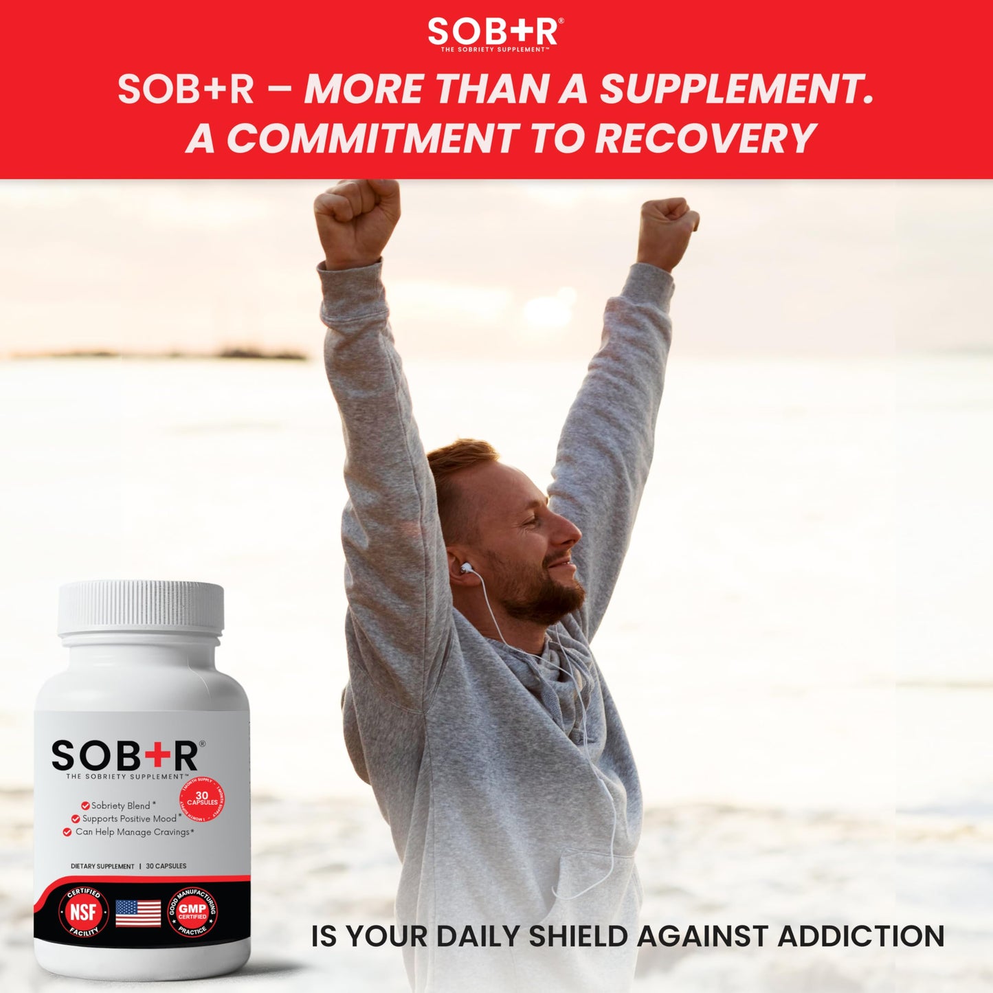 SOB+R Natural Drug Recovery Supplement Capsules 30 Count