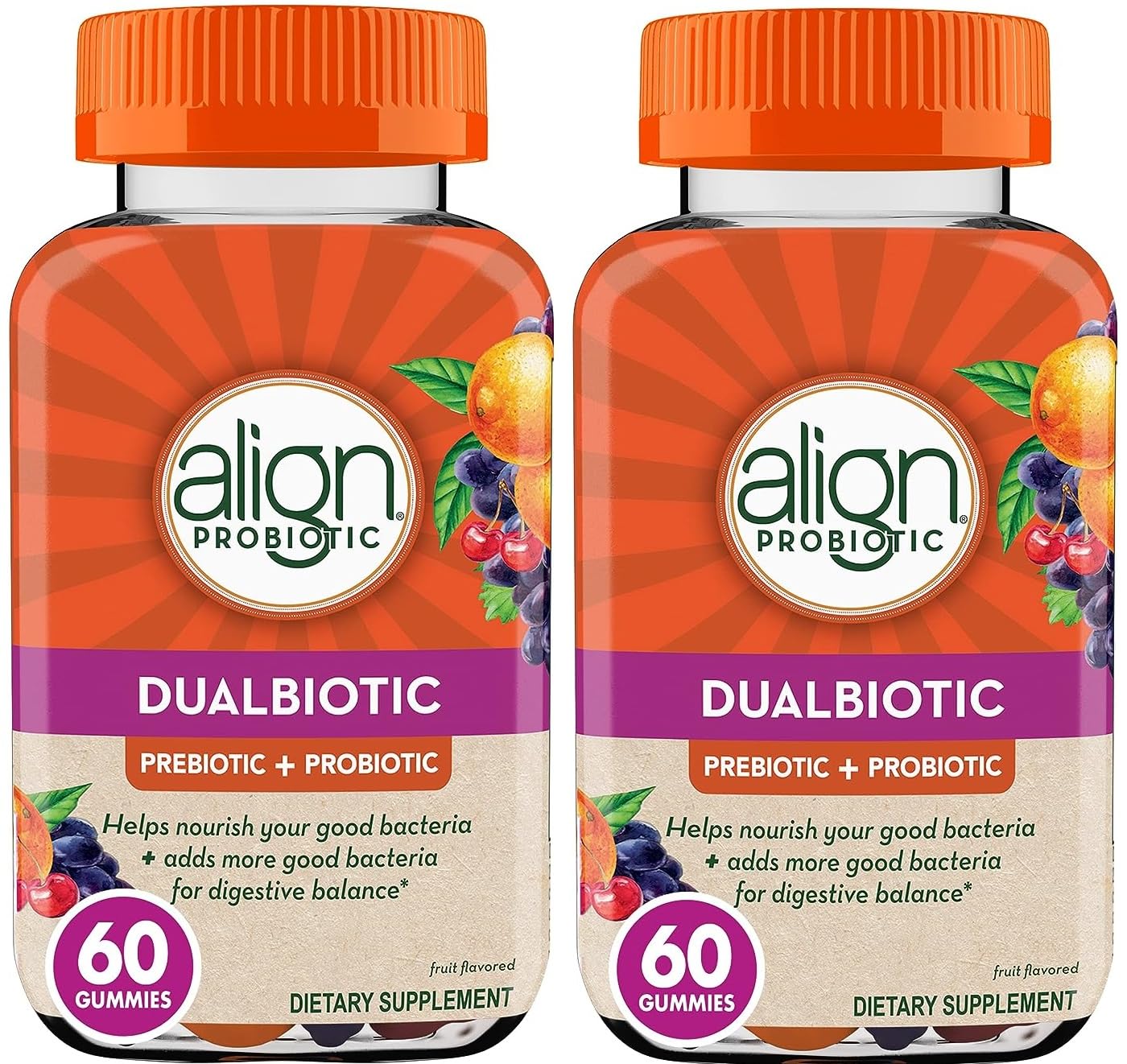 Align DualBiotic Prebiotic + Probiotic for Women and Men Gummies, 120 Count