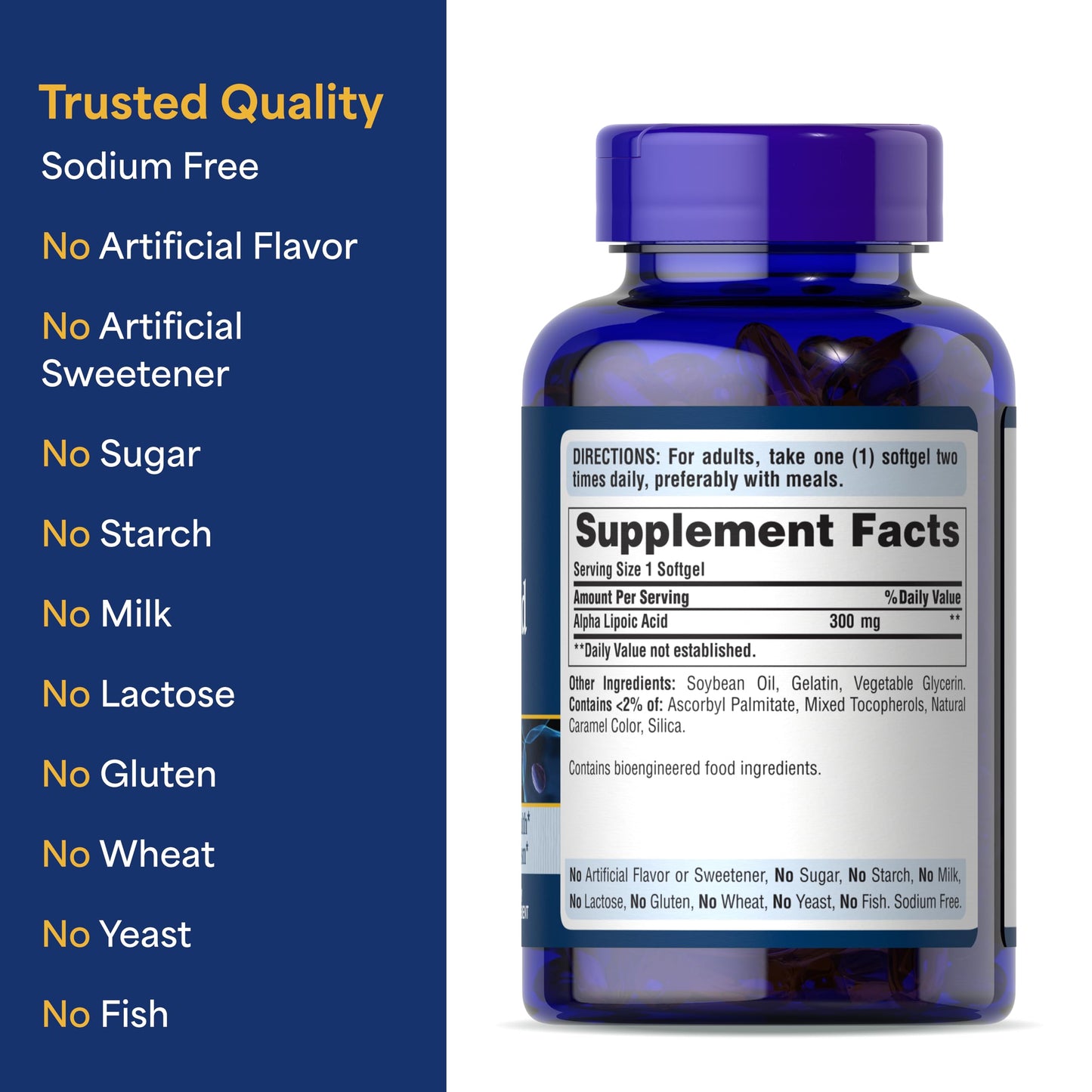 Puritan's Pride Alpha Lipoic Acid 300mg Softgel, 120 Count