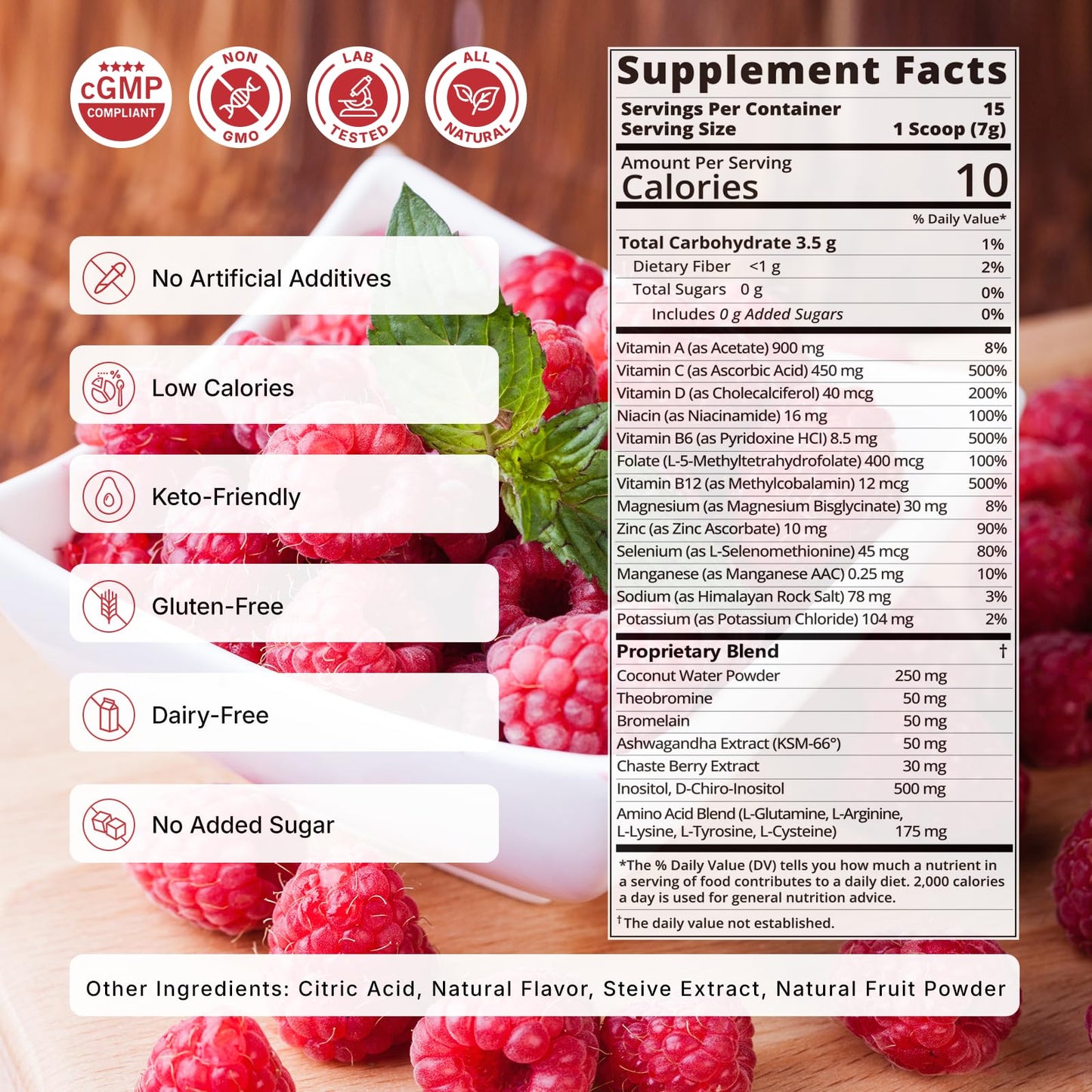 Veltracha Hormone Balance for Women Raspberry Lemon Powder 3.7 Ounce