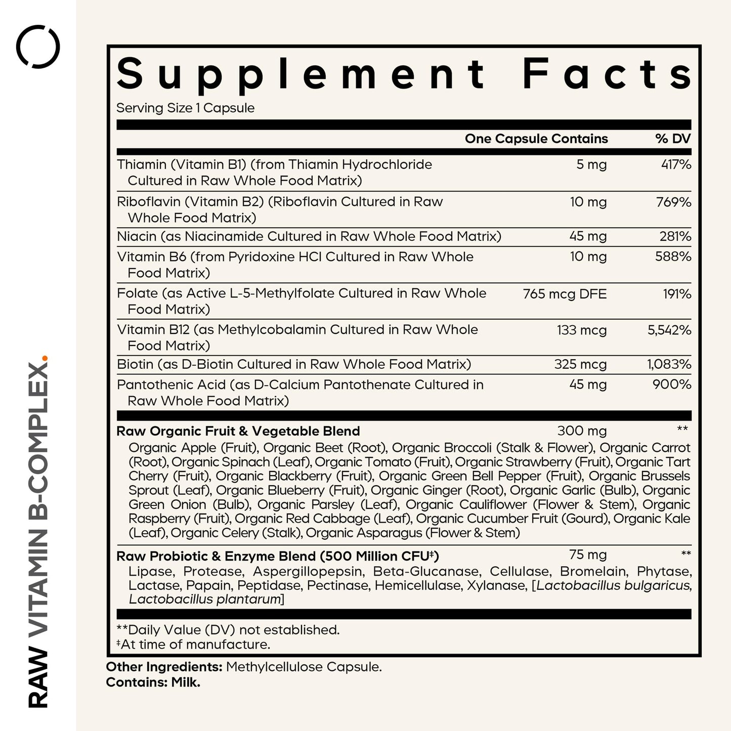 Codeage Raw Vitamin B-Complex Supplement Capsules 60 Count