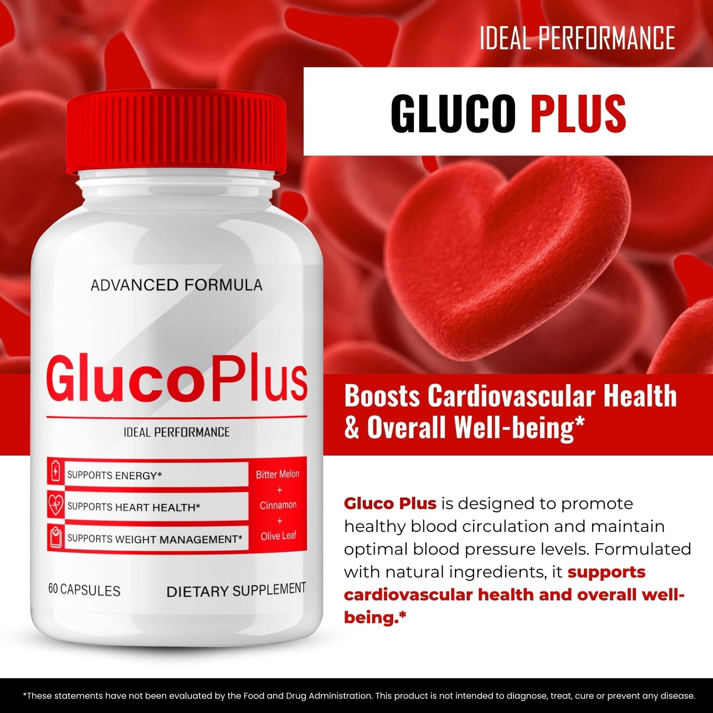 IDEAL PERFORMANCE Gluco Plus Advanced Blood Formula Capsules, 300 Count