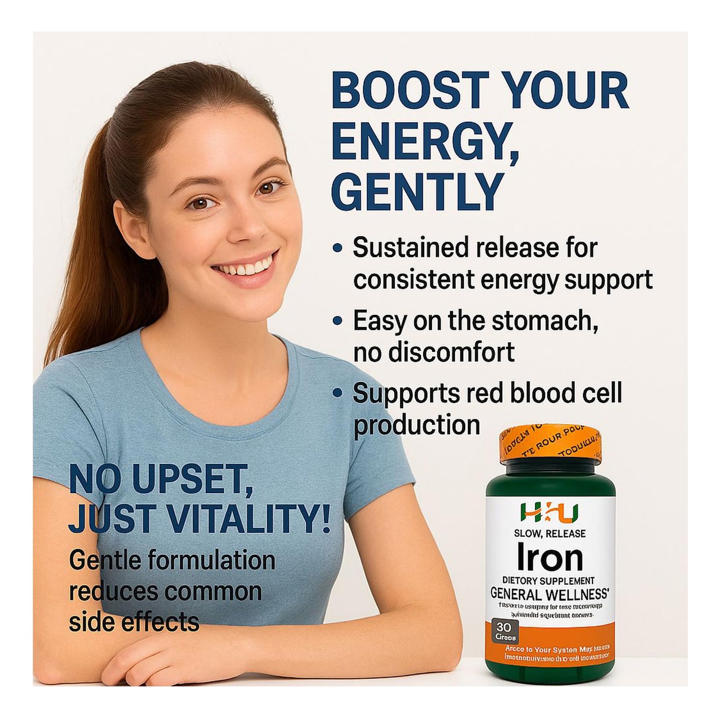 H4U Slow Release Iron Supplement Tablet 30 Count