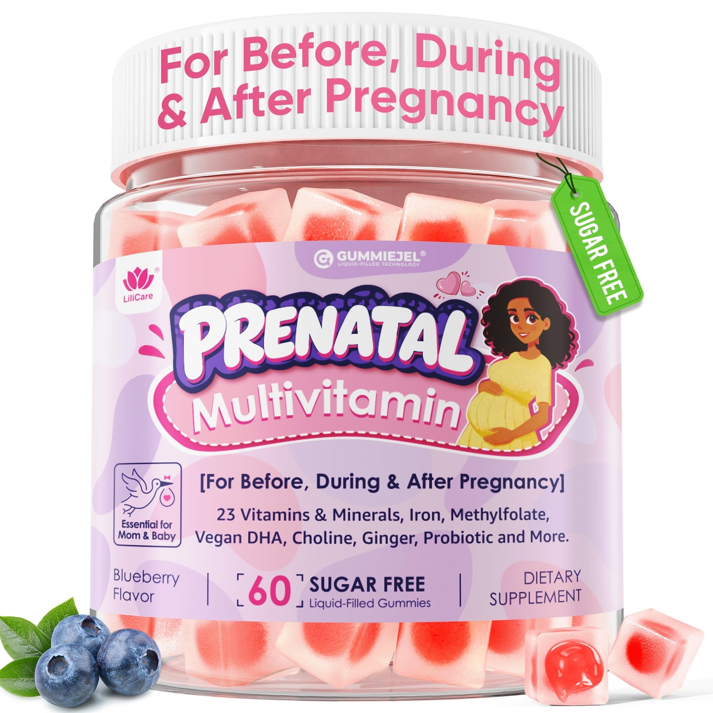 LILICARE Prenatal Multivitamin Gummies, 60 Count