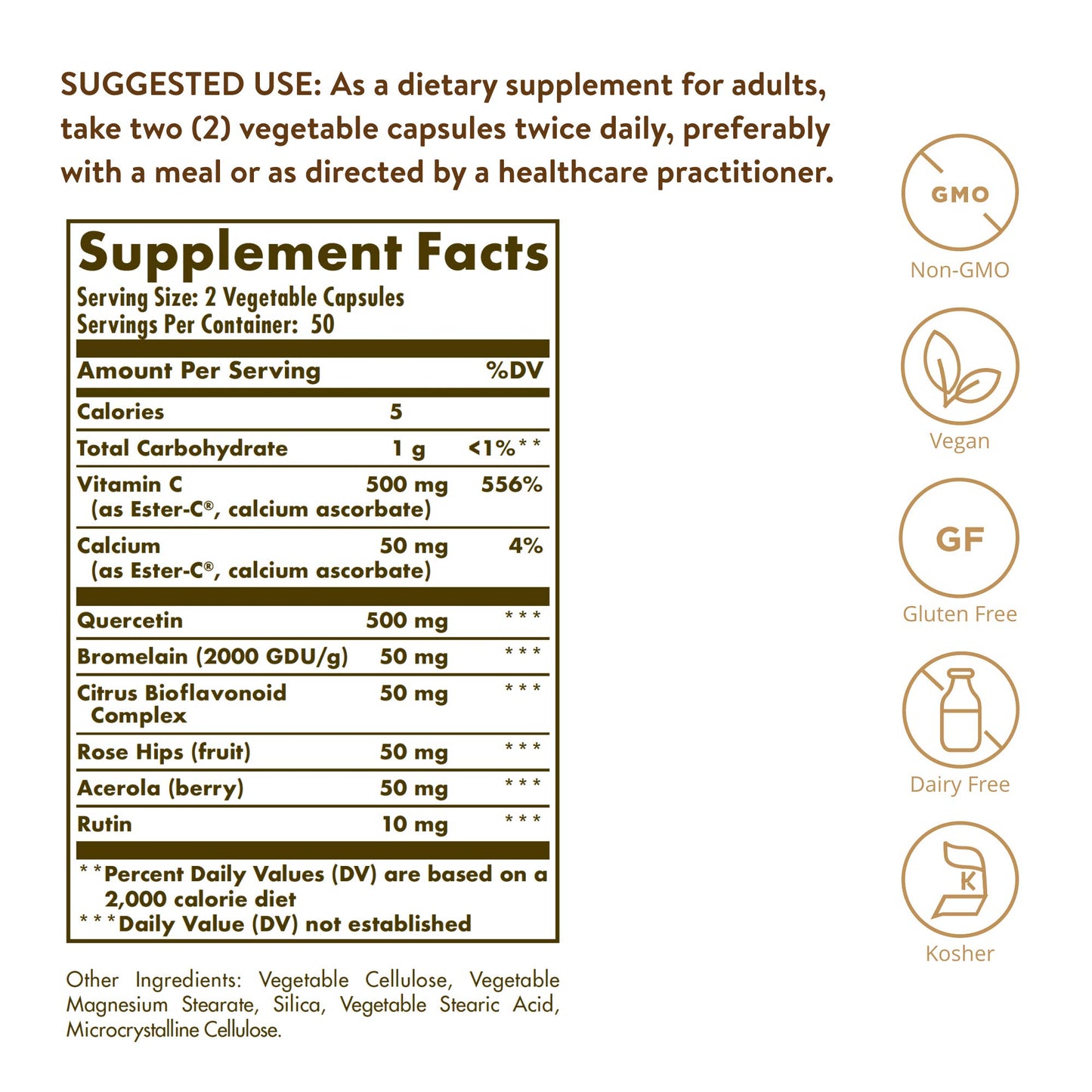 Solgar Quercetin Complex with Ester-C Plus Capsules, 100 Capsules