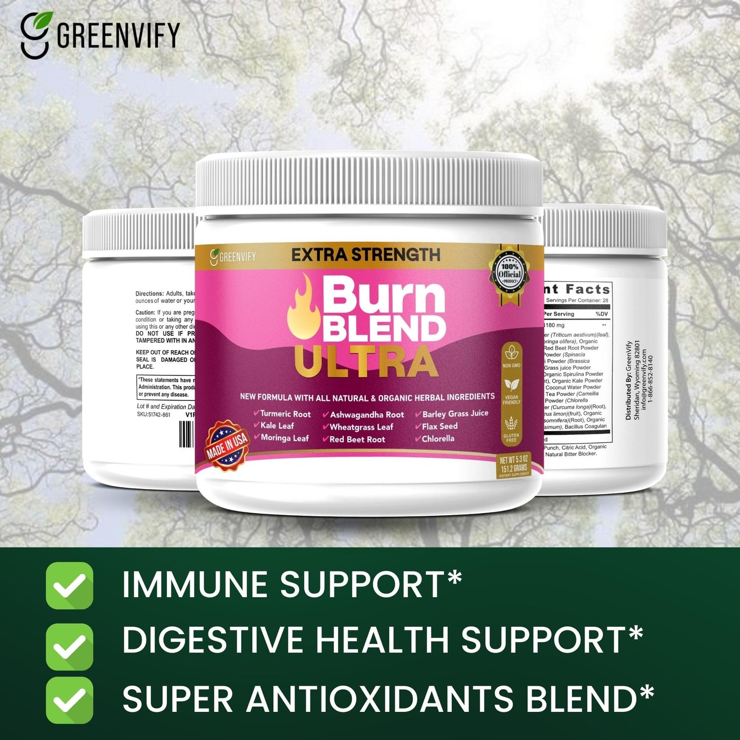 GREENVIFY Extra Strength Burn Blend Powder Capsules, 60 Count