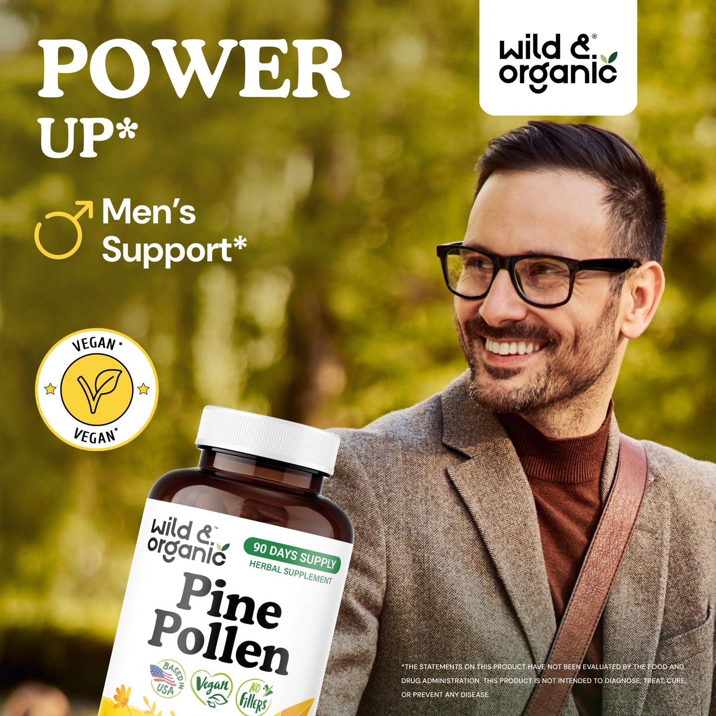 Wild & Organic Pine Pollen for Men Capsules, 180 Capsules