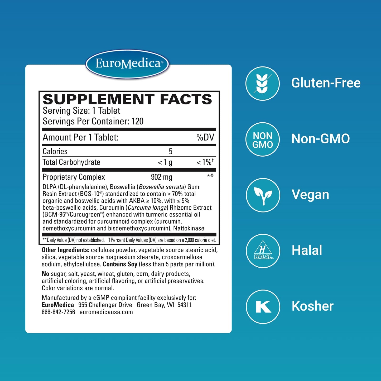 EuroMedica Curaphen Extra Strength Discomfort Support Tablet 120