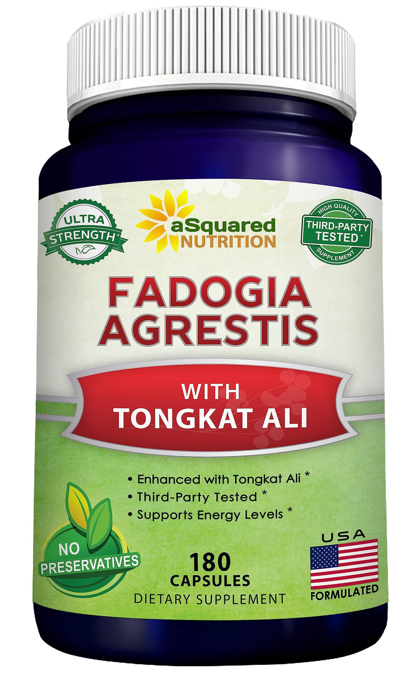 aSquared Nutrition Fadogia Agrestis 600mg and Tongkat Ali 400mg Capsules, 180 Count