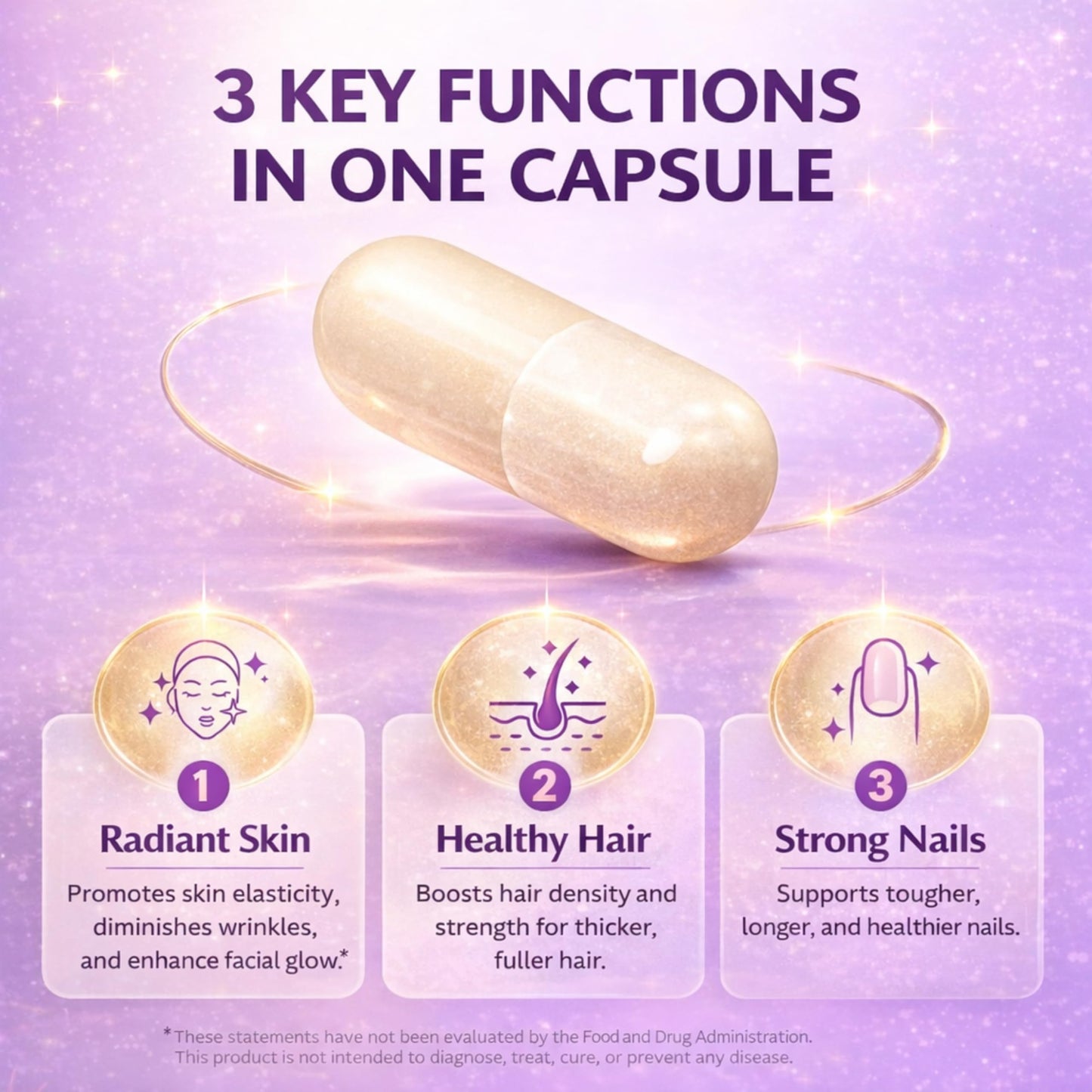 Trisundi Biotin 5000 mcg Capsules with Collagen & Keratin, B-Complex Vitamins B1 B2 B3 B5 B6 B12, Hair Skin Nail Support Formula, 60 Capsules
