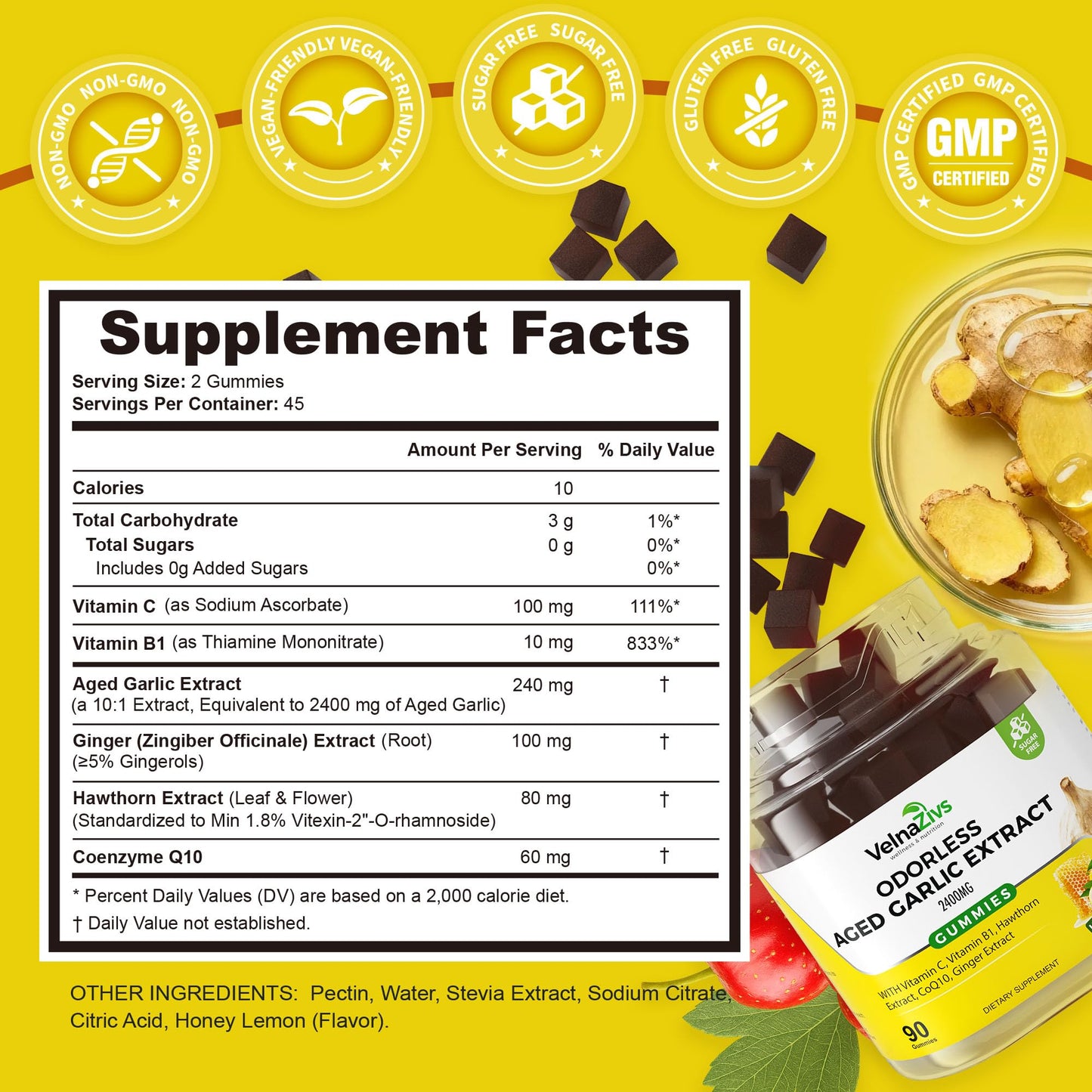 Velna zivs Aged Garlic Extract Gummies 90 Count