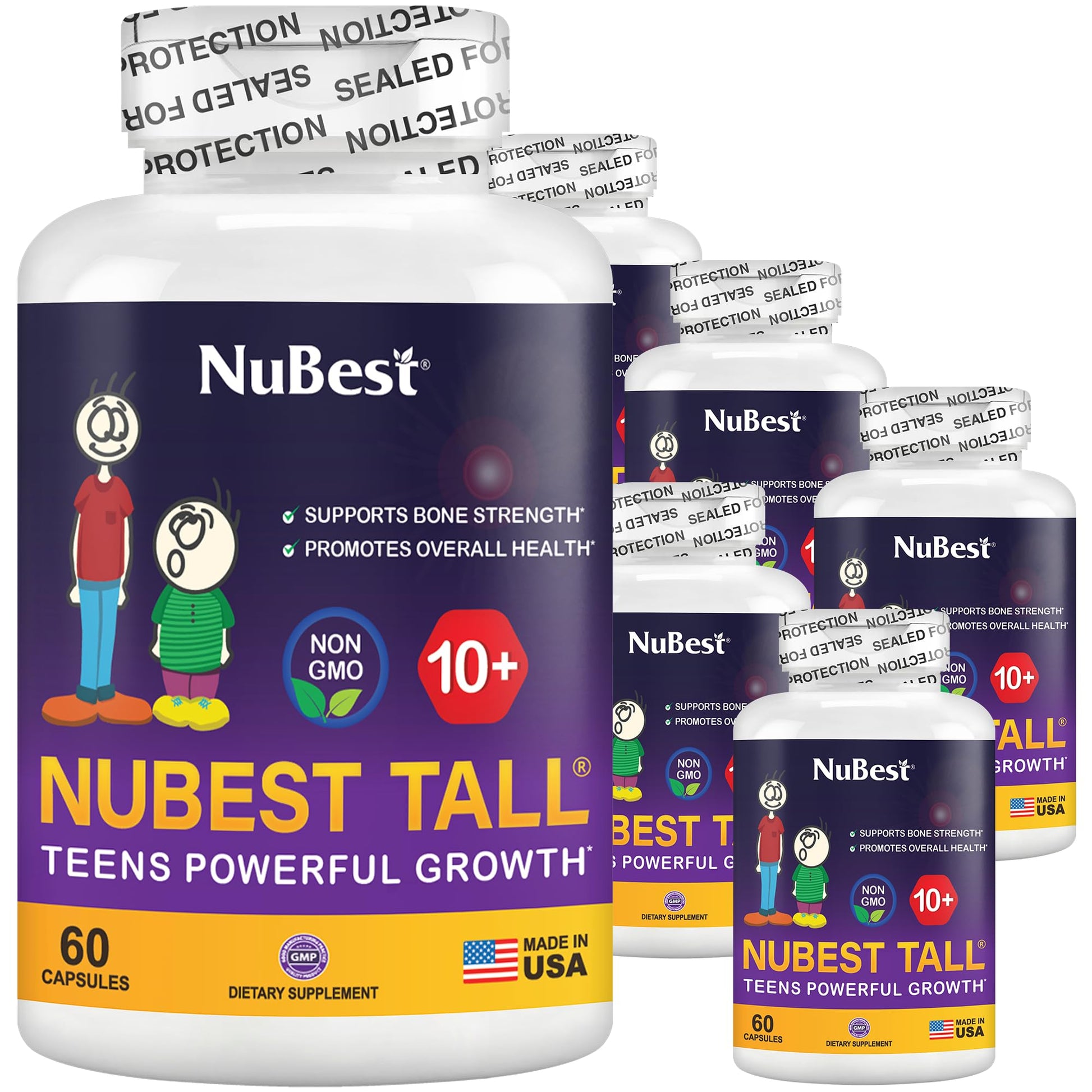 NuBest Tall 10+ Premium Bone Strength Formula, Brain Growth, Immunity and Overall Health for Age 10+ with Calcium, Vitamin D3, Vitamin K2, and Multivitamins Capsules 360