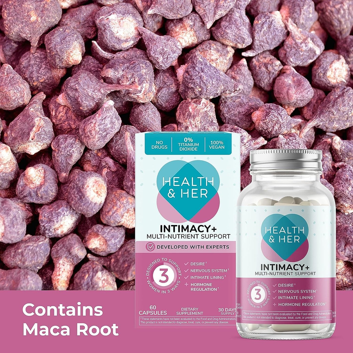 Health and Her Intimacy+ Multi-Nutrient Supplement Support for Women, Capsule, 60 Count