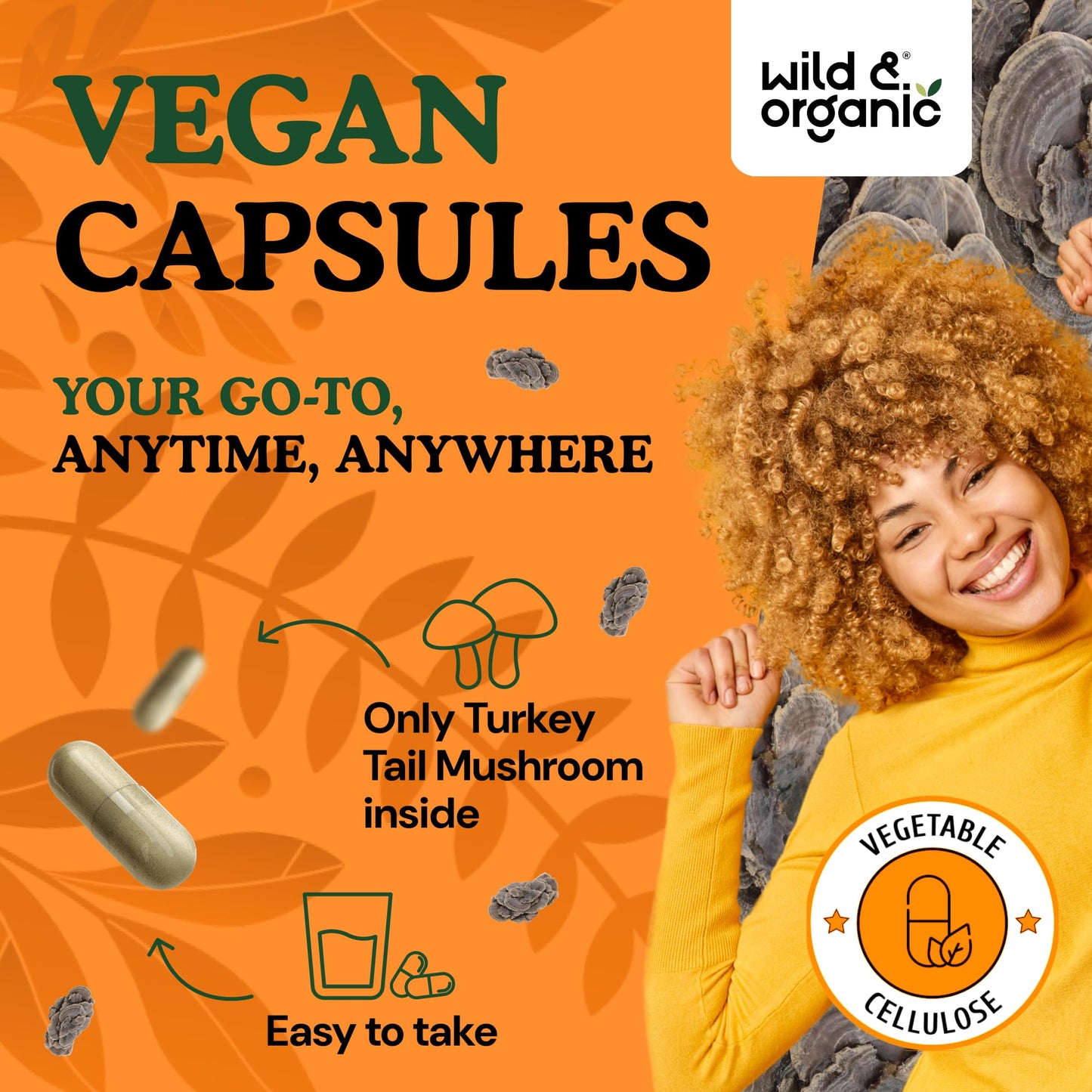 Wild & Organic Turkey Tail Mushroom Capsules 1000 mg - 120 Capsules