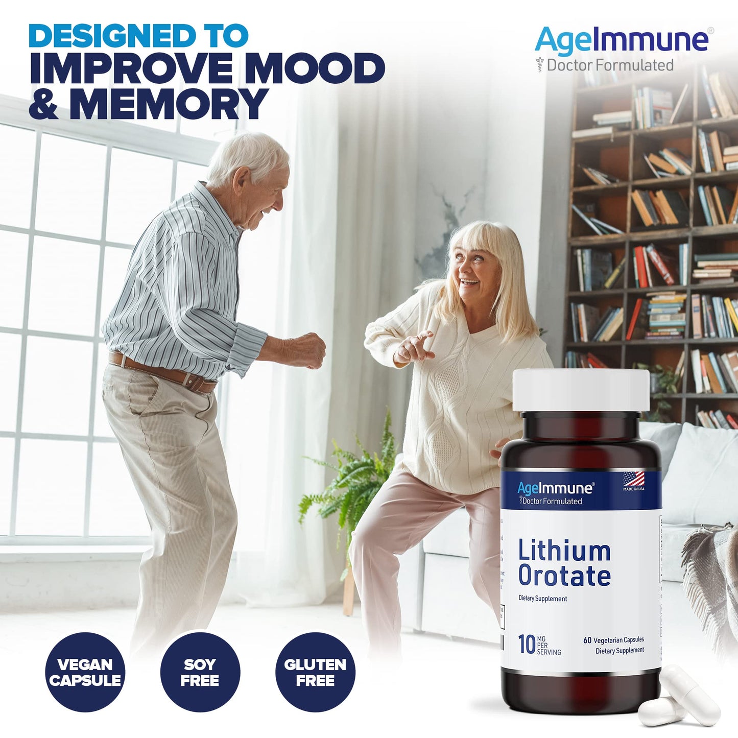 AgeImmune Lithium Orotate 10mg Capsule, 120 Count