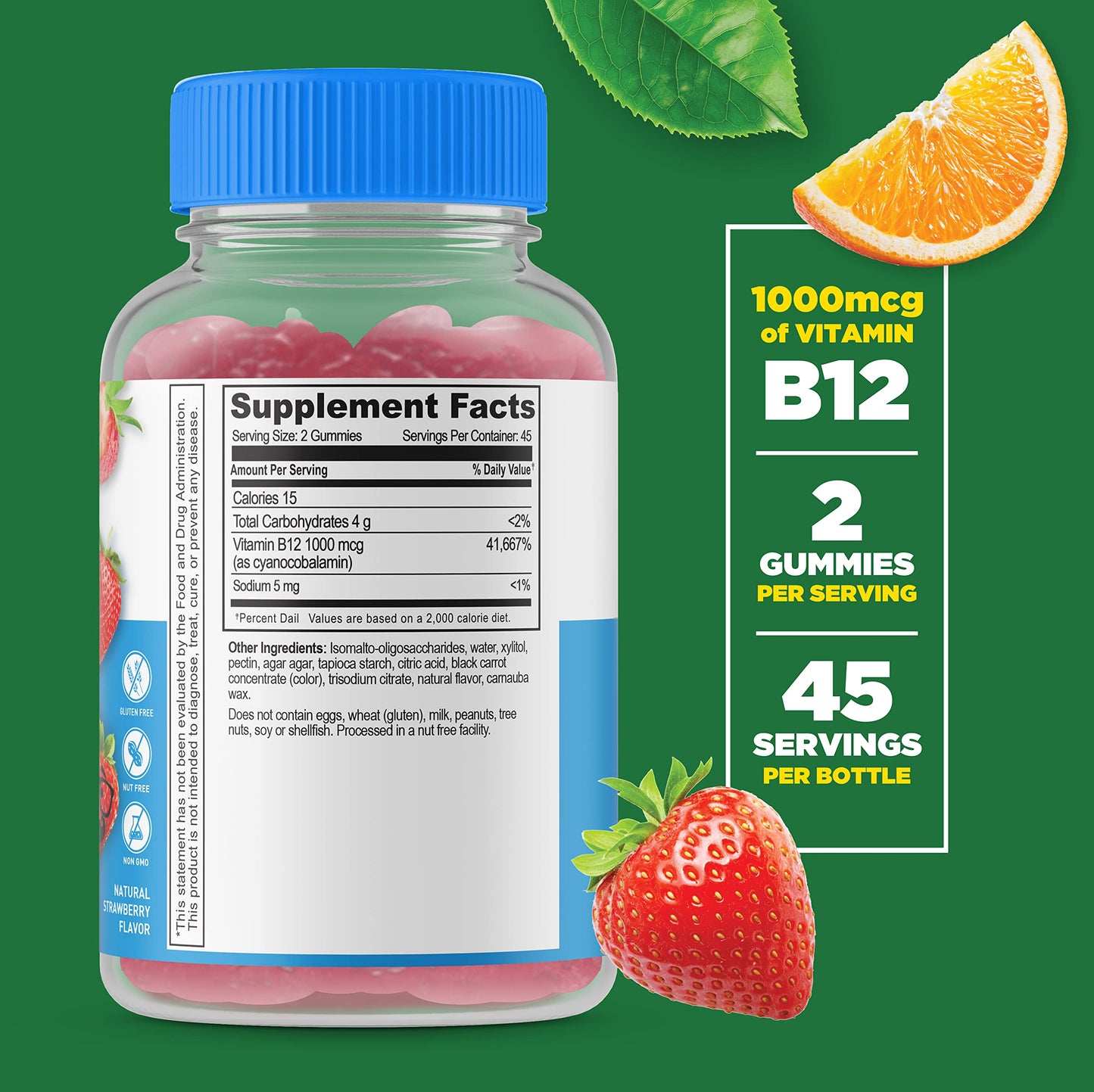 Lifeable Vitamin B12 + B Complex Gummies for Kids, Sugar Free, Gluten Free, GMO Free, 180 Gummies