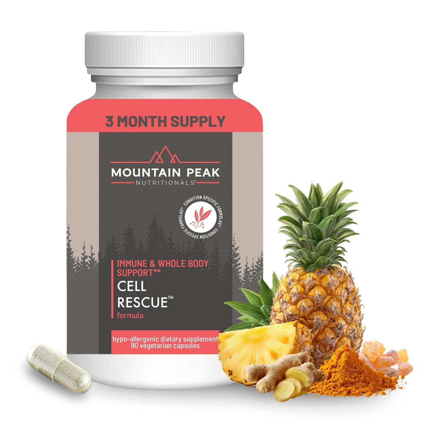 Mountain Peak Nutritionals Cell Rescue Turmeric Ginger Bromelain 90 Capsules