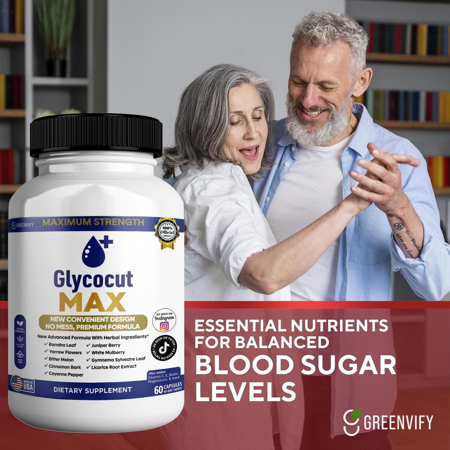 GREENVIFY Glycocut Max, Maximum Strength Veggie Capsules, 60 Capsules