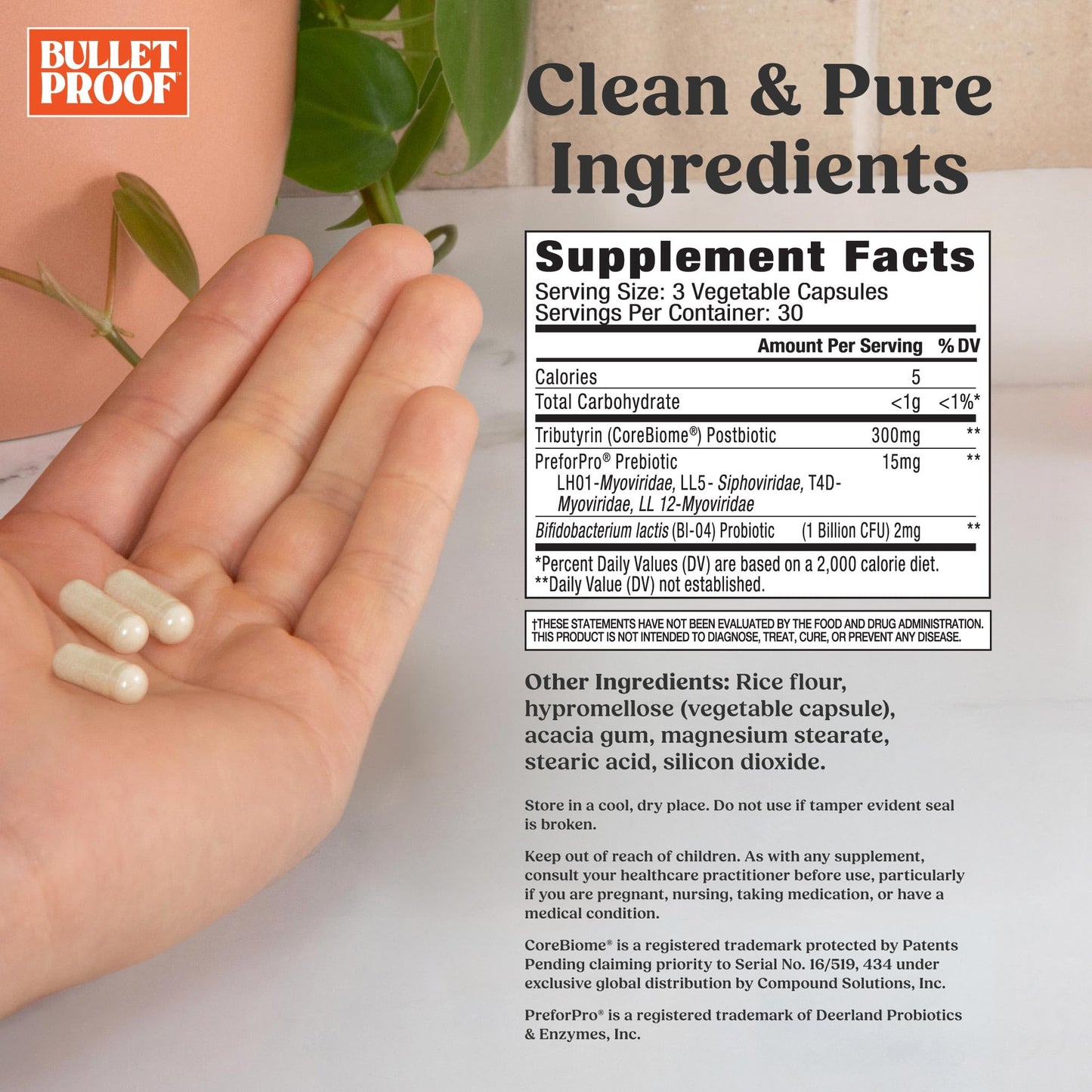 Bulletproof Express 3-in-1 Probiotic & Postbiotics Capsule, 90 Count
