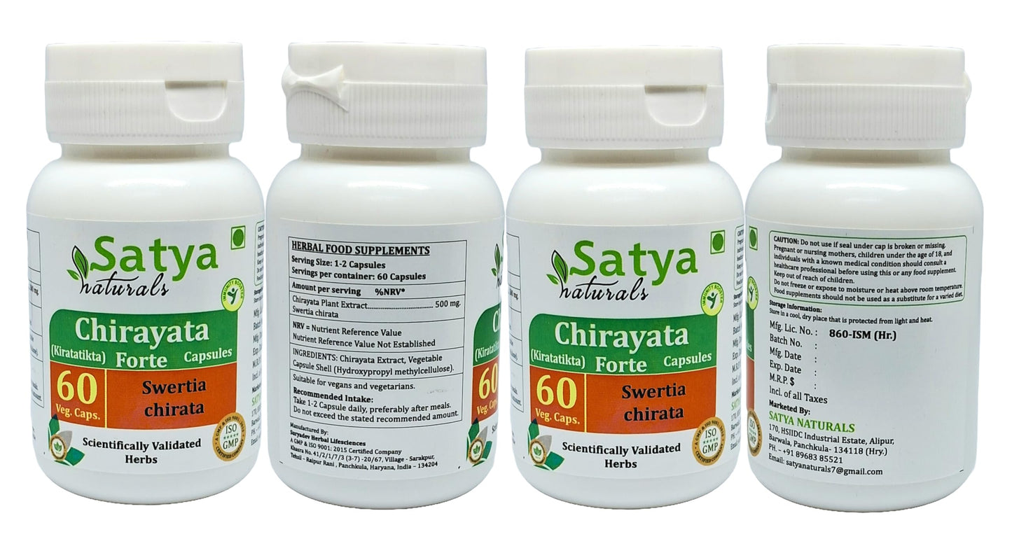 Satya Naturals Chirayata Forte Capsules 500 mg, 240 Count