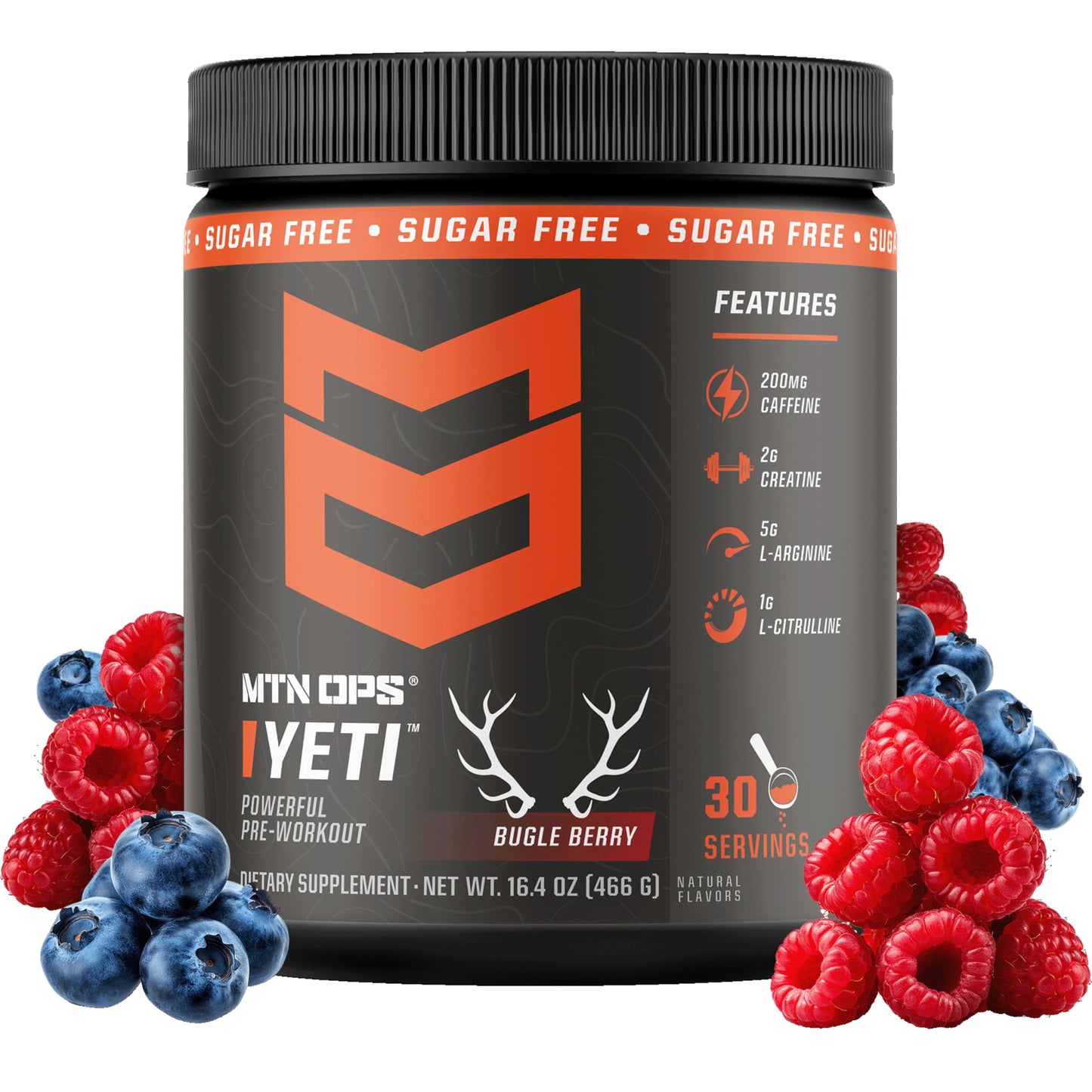 MTN OPS Yeti Pre-Workout Powder with Creatine Bugle Berry, 30 Servings