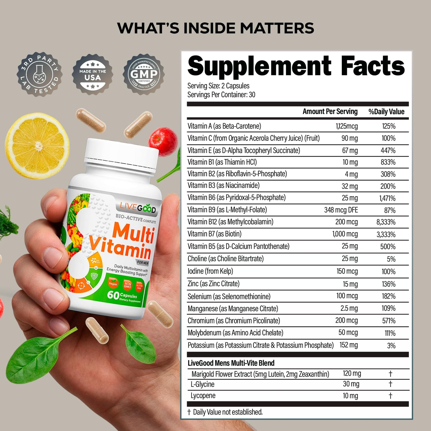 LIVEGOOD Bio-Active Complete Multivitamin for Men 60 Capsules