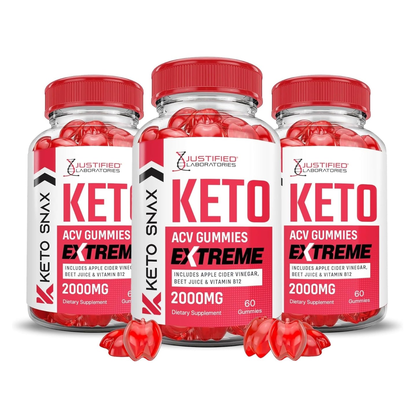 Justified Laboratories Keto Snax Keto ACV Extreme (2000 mg) Gummies 180 Count
