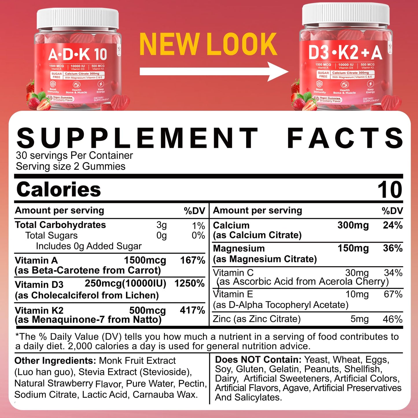 EnvyCure Vitamin D3 + K2 + A Gummies, 120 Count