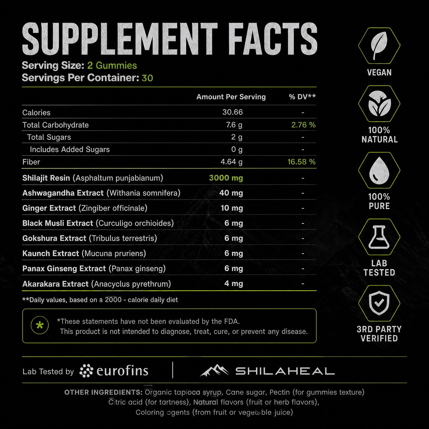 SHILAHEAL Shilajit Gummies 60 Gummies