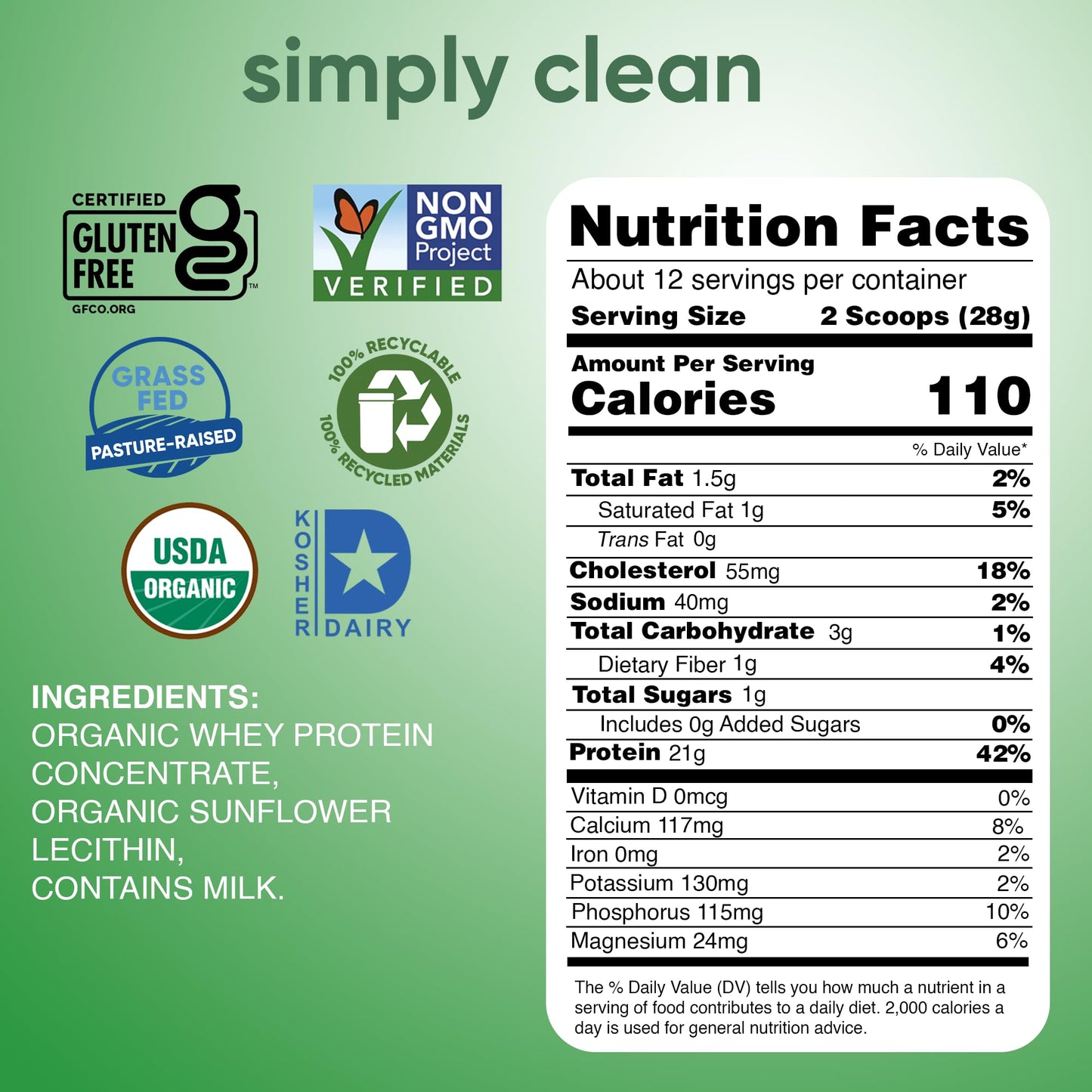 Simply Tera's Organic Whey Protein Powder, 12 oz