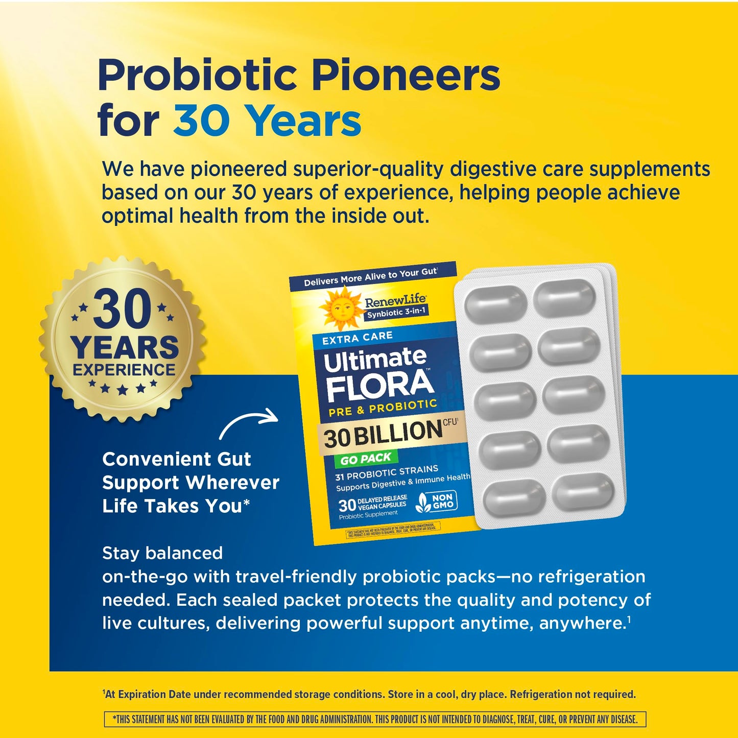 Renew Life Extra Care Go-Pack Probiotic, 30 Tablets